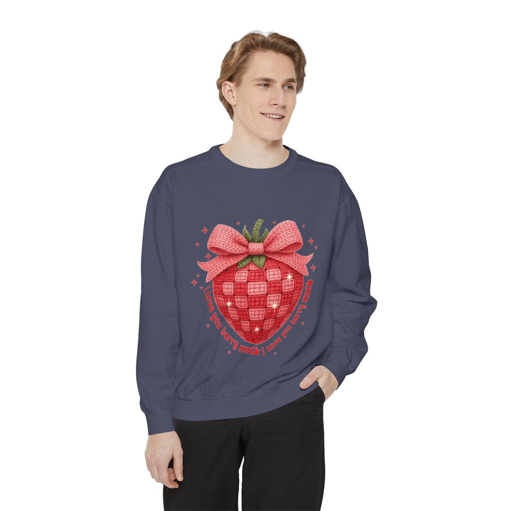 Strawberry Bow Sweatshirt  "I Love You Berry Much" Cute Valentine Pullover