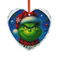 Grinch Heart Glass Ornament - Festive Holiday Decor
