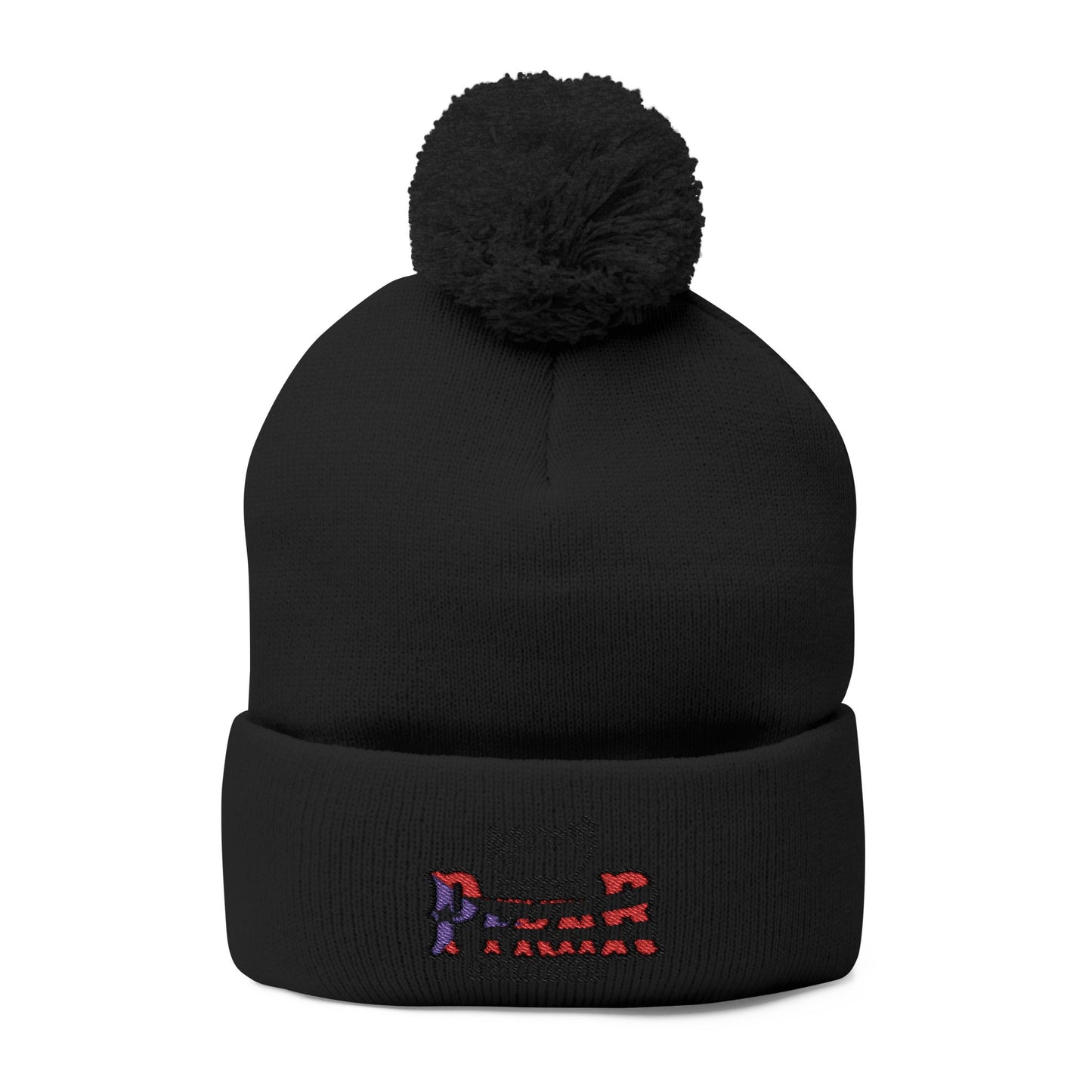 Puerto Rico–inspired hat  Embroidered Pom-Pom Knit Cap