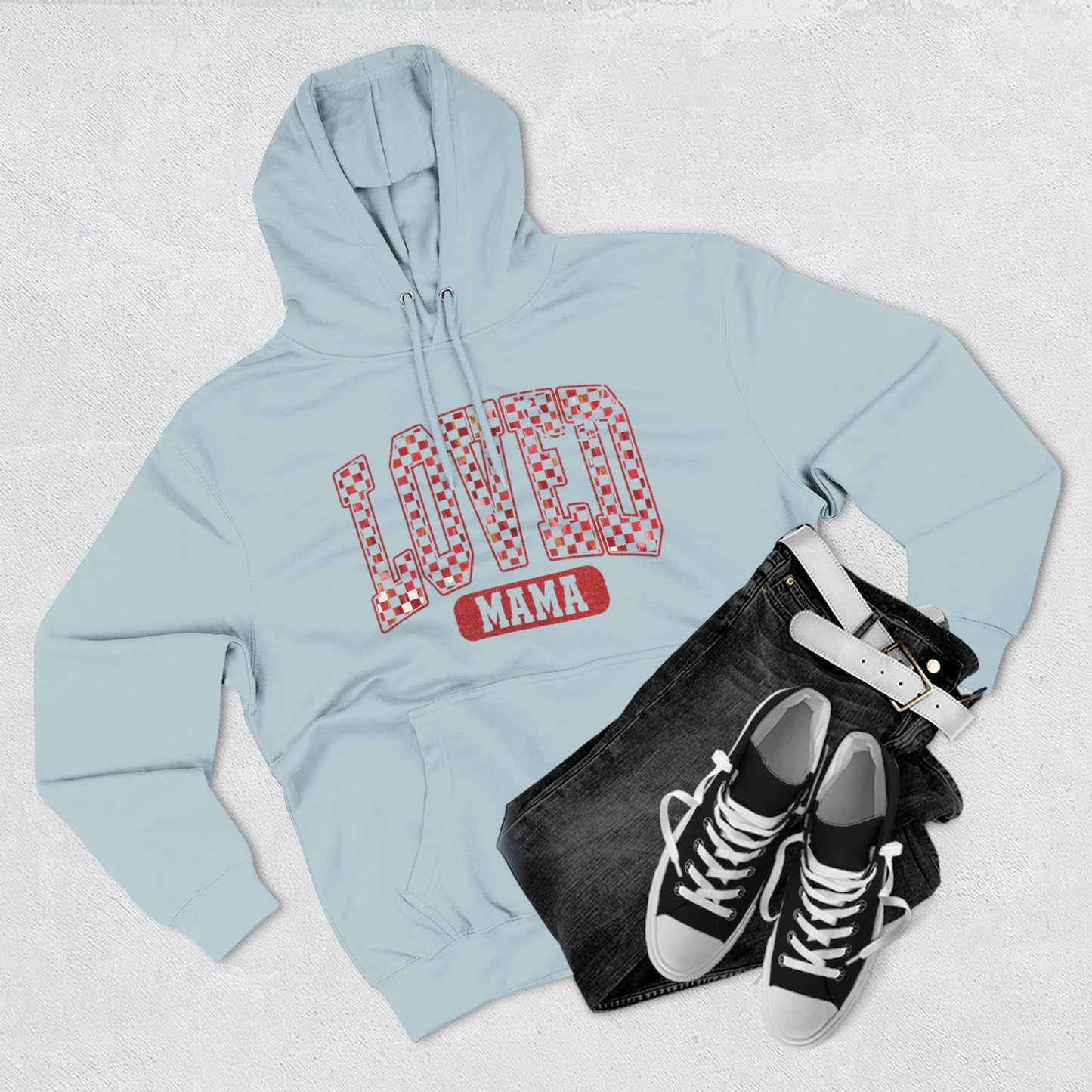 Hoodie  Loved Mama Checkerboard Graphic Hoodie