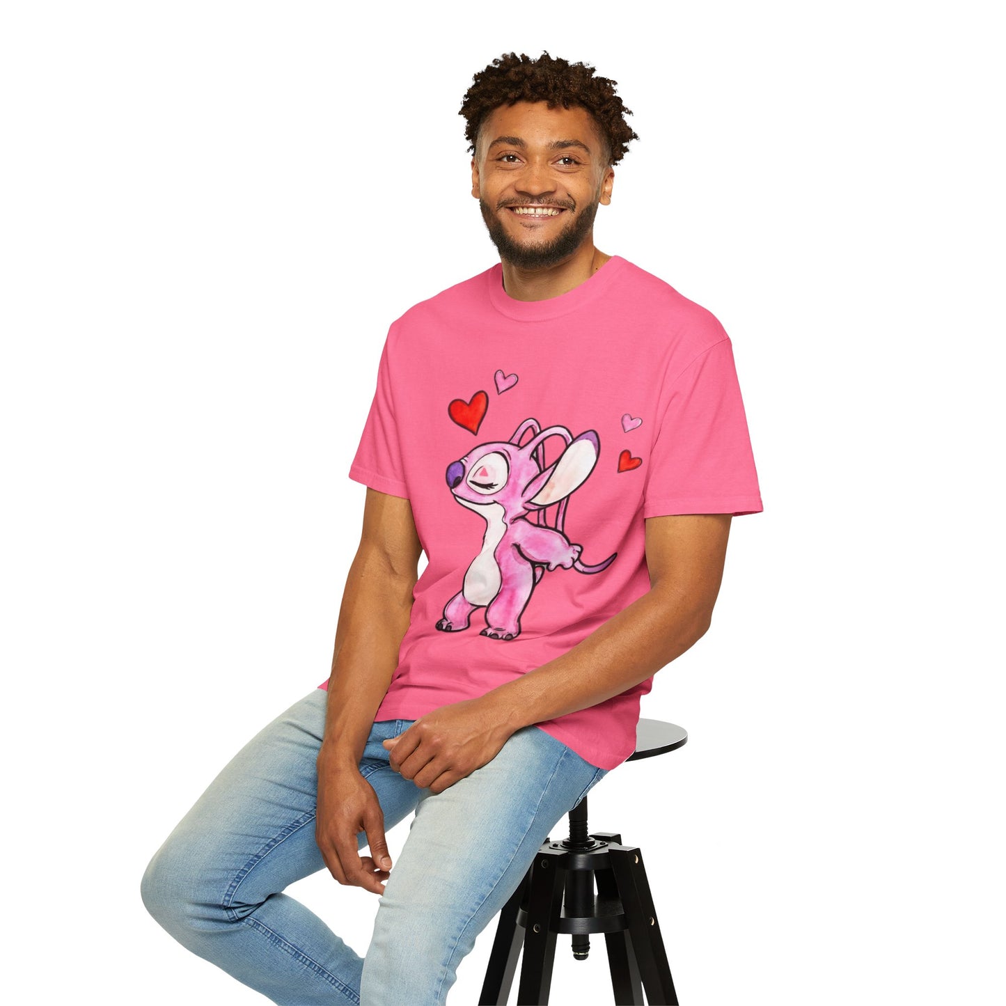 T-Shirt — Cute Pink Cartoon Creature with Hearts | Valentine’s Gift Tee