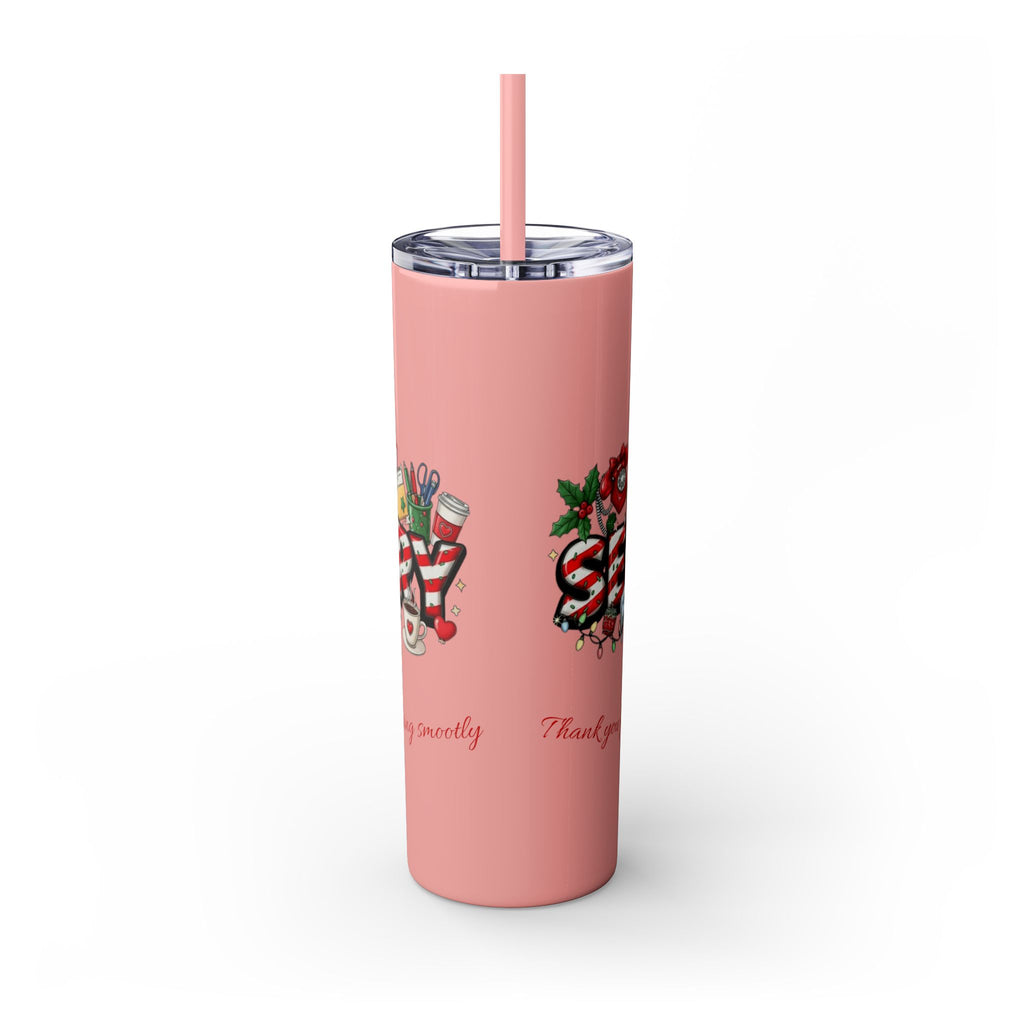 Christmas mug for the office team who keeps everything running smoothly. Candy Cane Christmas Office Secret Santa Design, 20oz with Straw