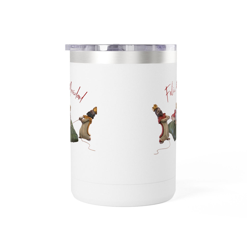 3 KINGS Holiday Travel Tumbler — 'Feliz Navidad' Dachshund Santa Design Coffee Cup for Fun Celebrations