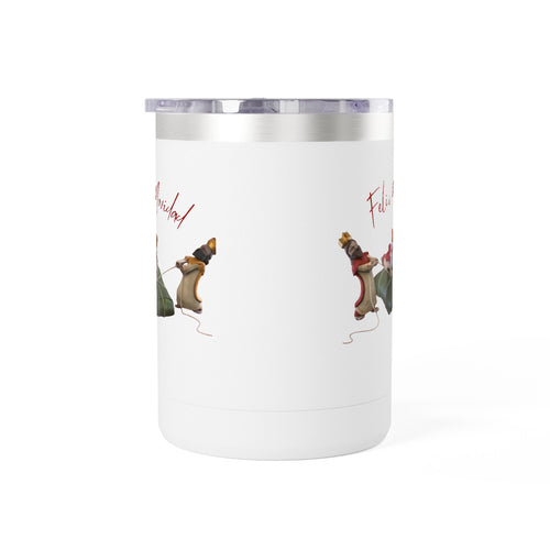 3 KINGS Holiday Travel Tumbler — 'Feliz Navidad' Dachshund Santa Design Coffee Cup for Fun Celebrations