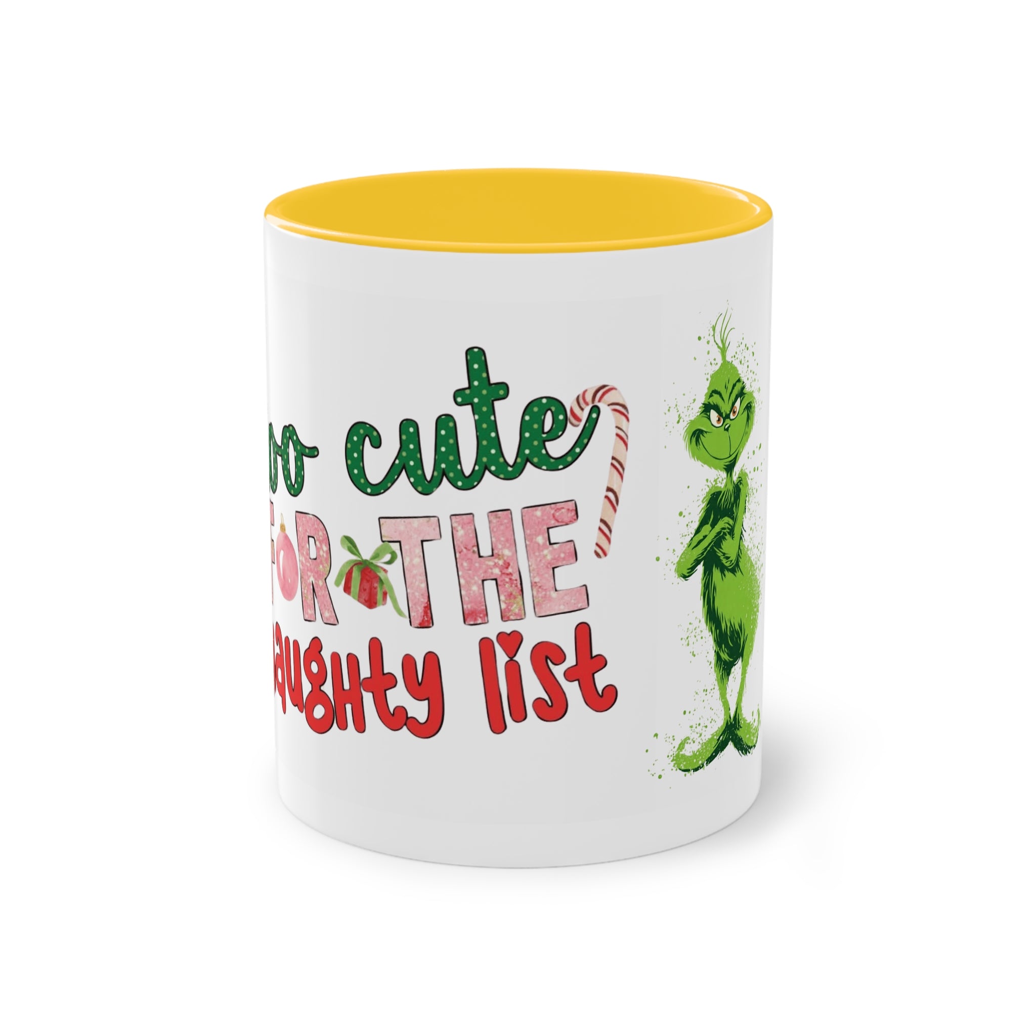 Cute Grinch Two-Tone Coffee Mug - Perfect for Holiday Cheer! Christmas Mugs Collection