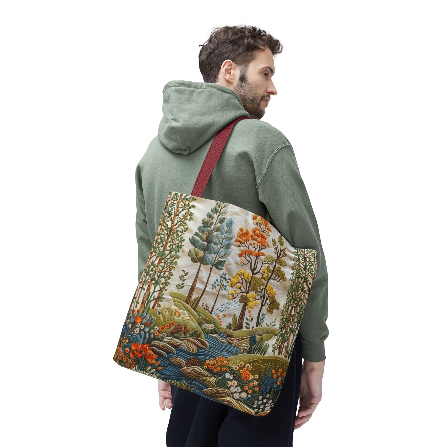 Scenic Meadow Tote Crochet-Decorated Tote Bags