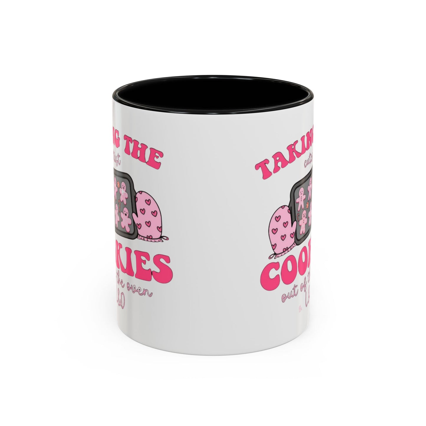 Accent Coffee Mug — "Taking the Cookies" Cute Pink Baking Design Coffee Cup for Fun Celebrations