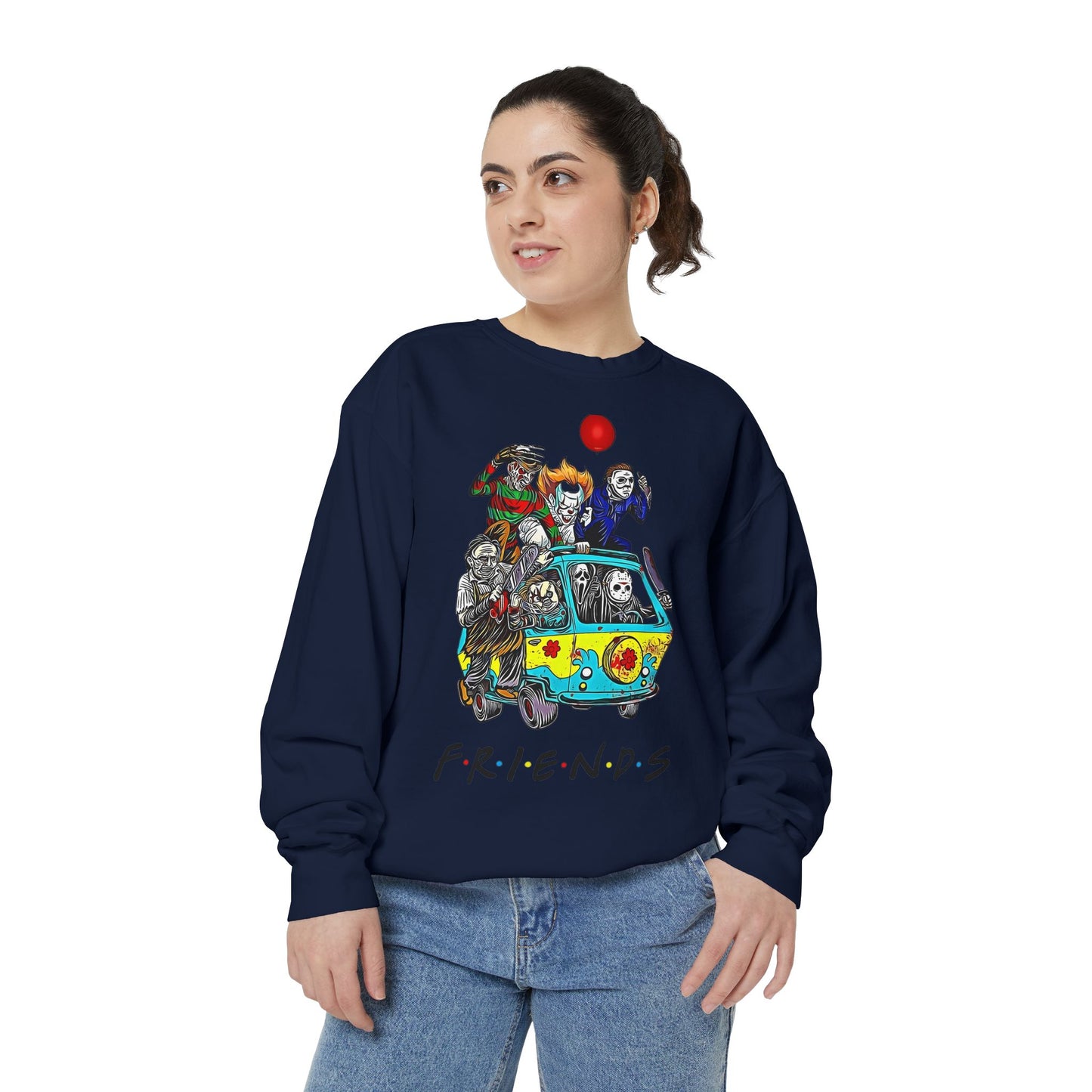 Friends-Inspired Unisex Garment-Dyed Sweatshirt, Cozy Casual Wear, Unique Graphic Sweatshirt, Perfect Gift, Everyday Style