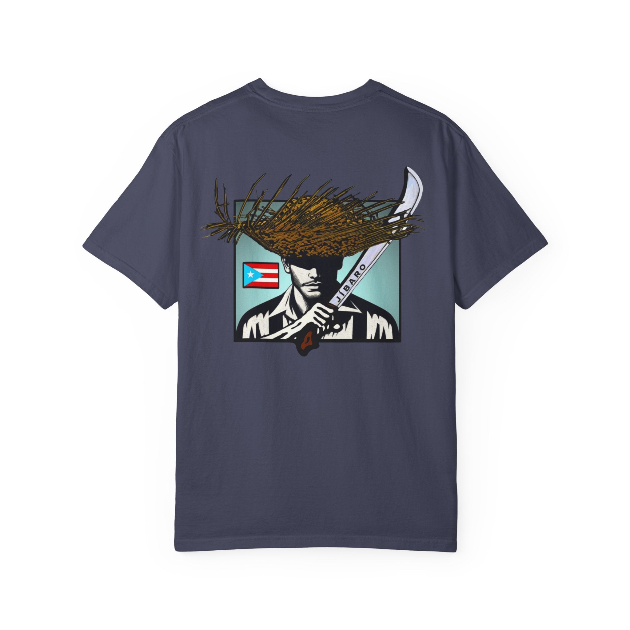 T-Shirt  "Jíbaro" Puerto Rican Heritage Tee (Back Machete  Sombrero de Paja Design) Puerto Rico’s Navidades