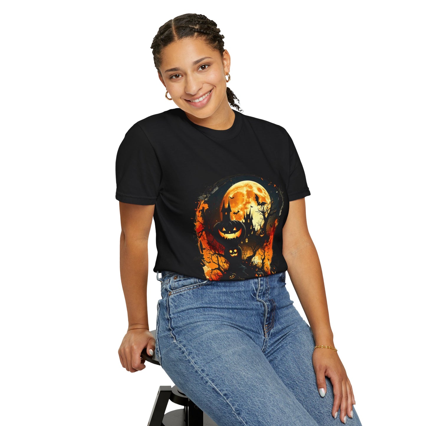 Halloween Moon Graphic T-shirt, Unisex Spooky Shirt, Fall Outfit, October Fest Tee, Halloween Party Wear, Trick or Treat T-shirt