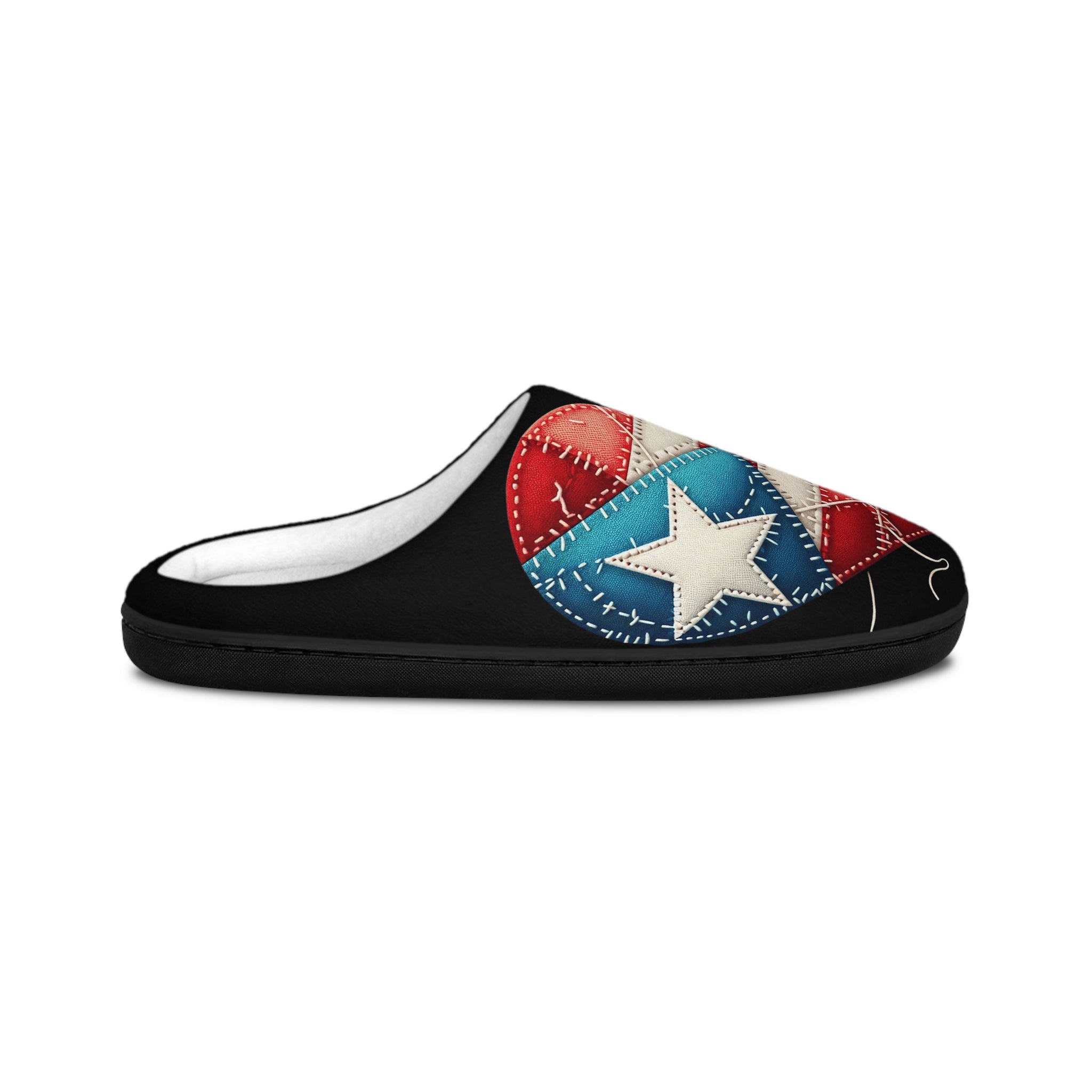 Puerto Rico Flag Patch Indoor Slippers  Women’s Cozy USA Flag Design