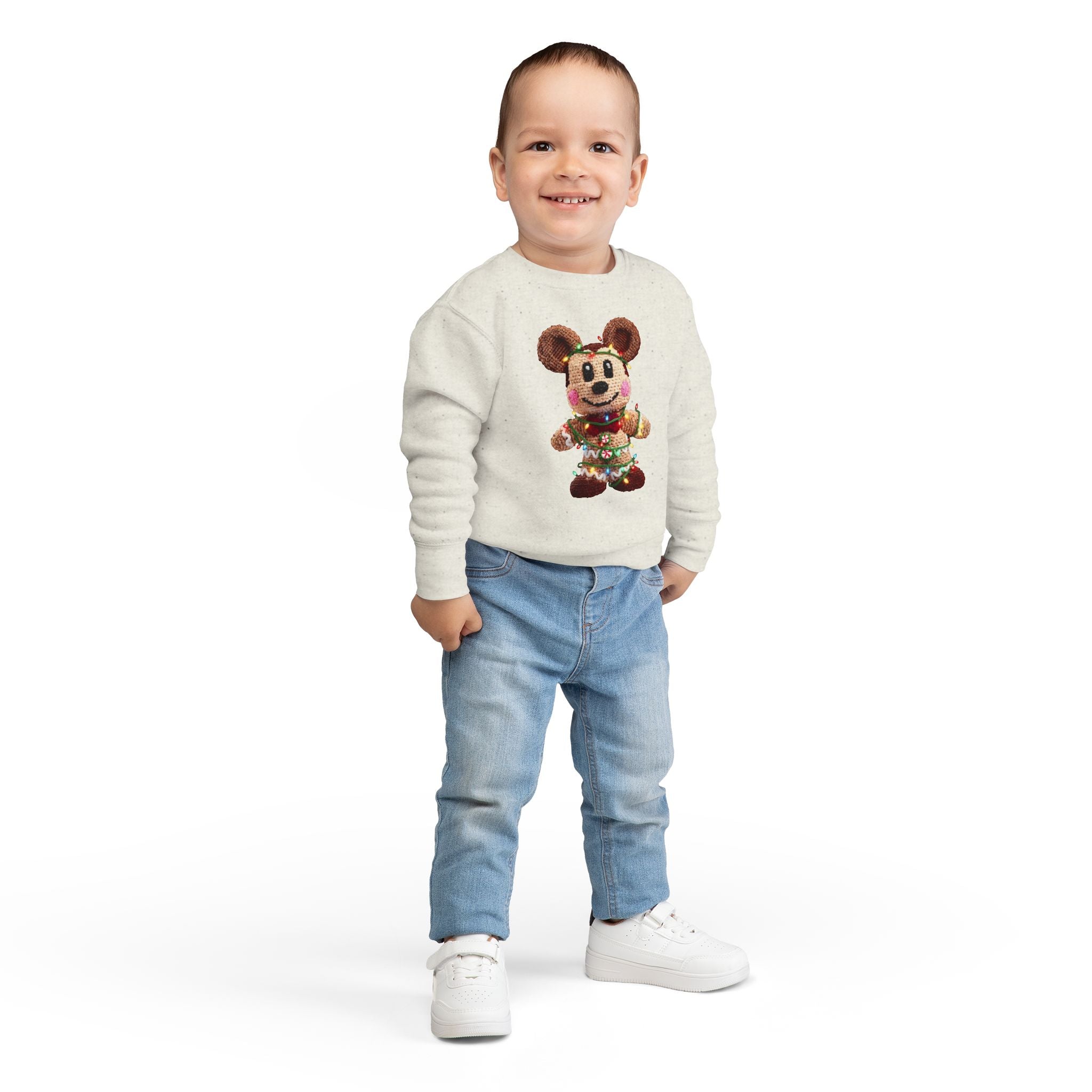 Holiday Plush Bear Toddler Sweatshirt  Festive Lights & Wreath Design
