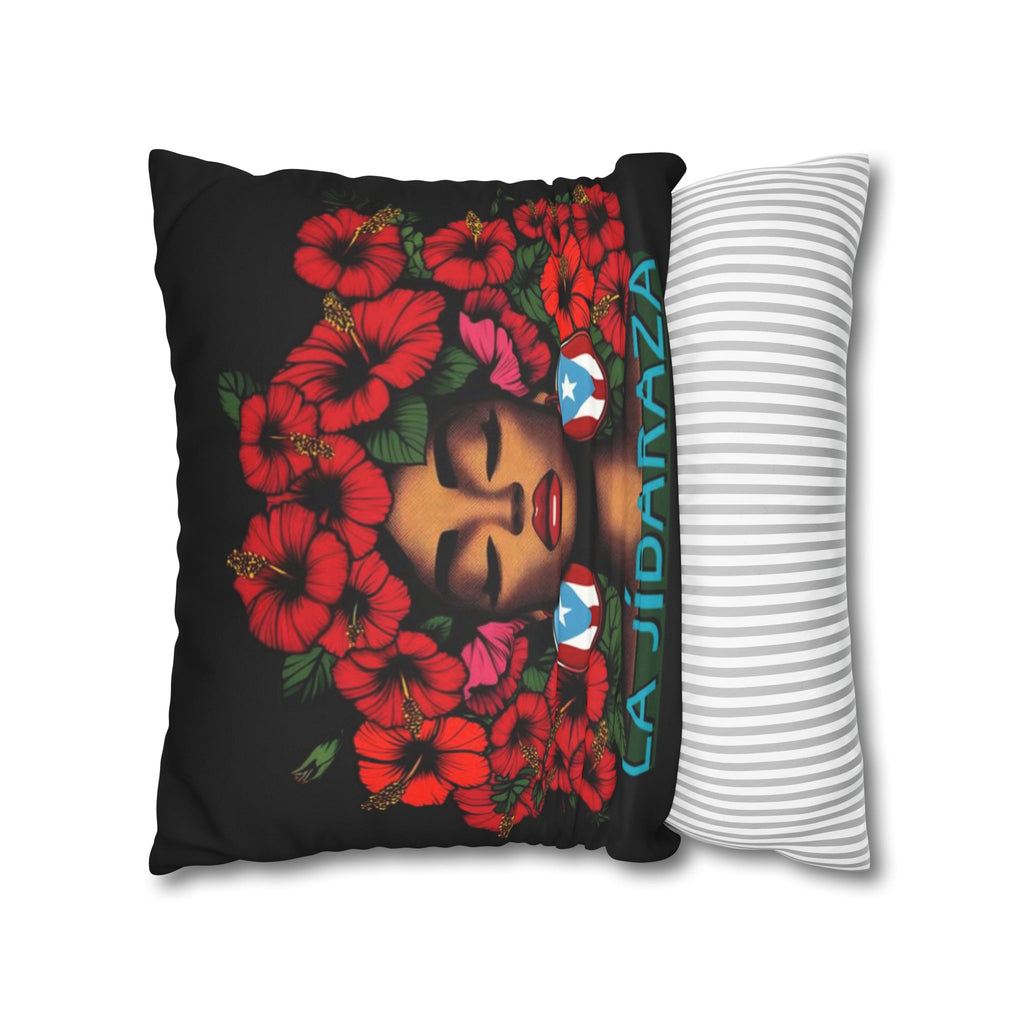 La Jíbara Pillowcase – Puerto Rican Floral Hair Art Square Pillow  Puerto Rico Culture Pillow