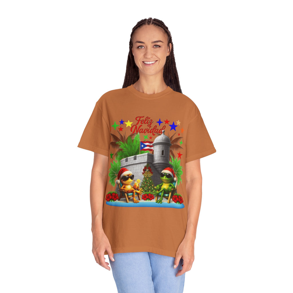 Feliz Navidad Puerto Rico T-Shirt  Castillo & Coquí Holiday Tee Puerto Rico Navidades