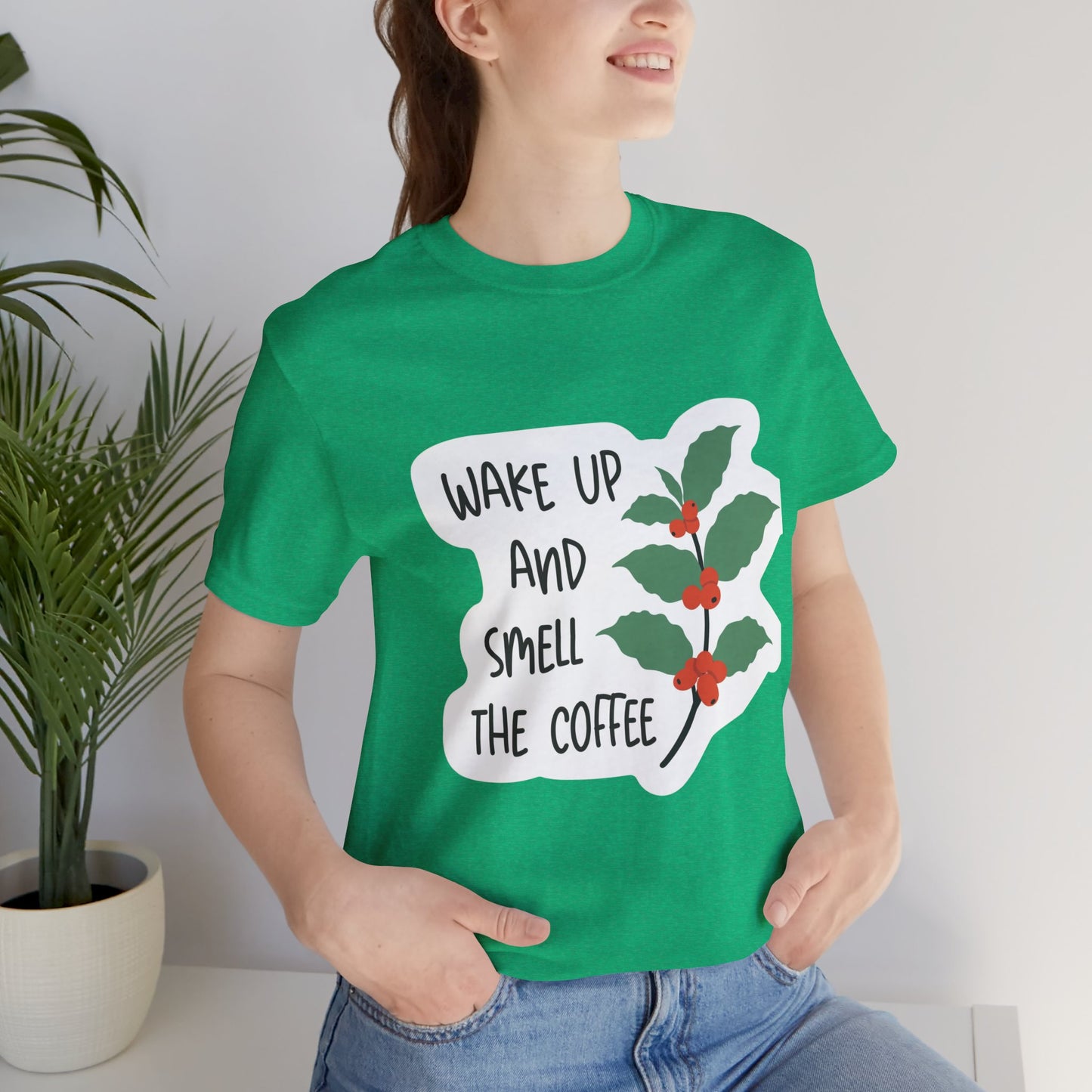 Wake Up and Smell the Coffee Tee  Coffee Plant Graphic T-Shirt