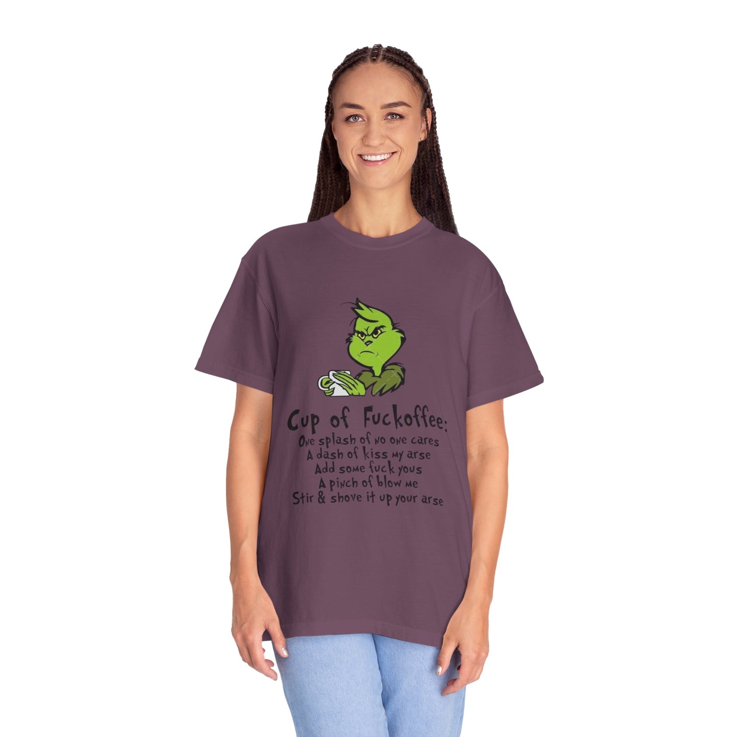 Holiday Graphic Tees  Cozy Festive Wear Funny Grinch-Inspired Unisex T-Shirt Cup of Fuckoffee