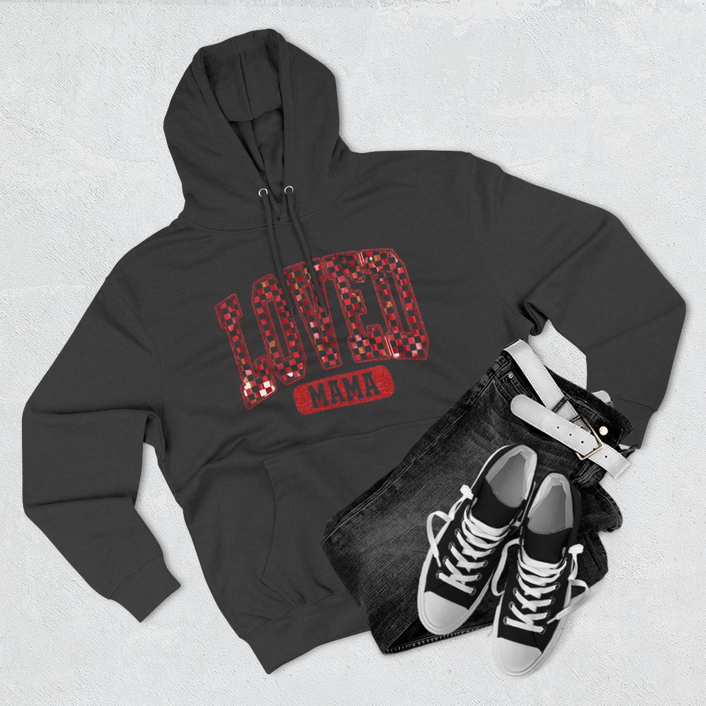 Hoodie  Loved Mama Checkerboard Graphic Hoodie