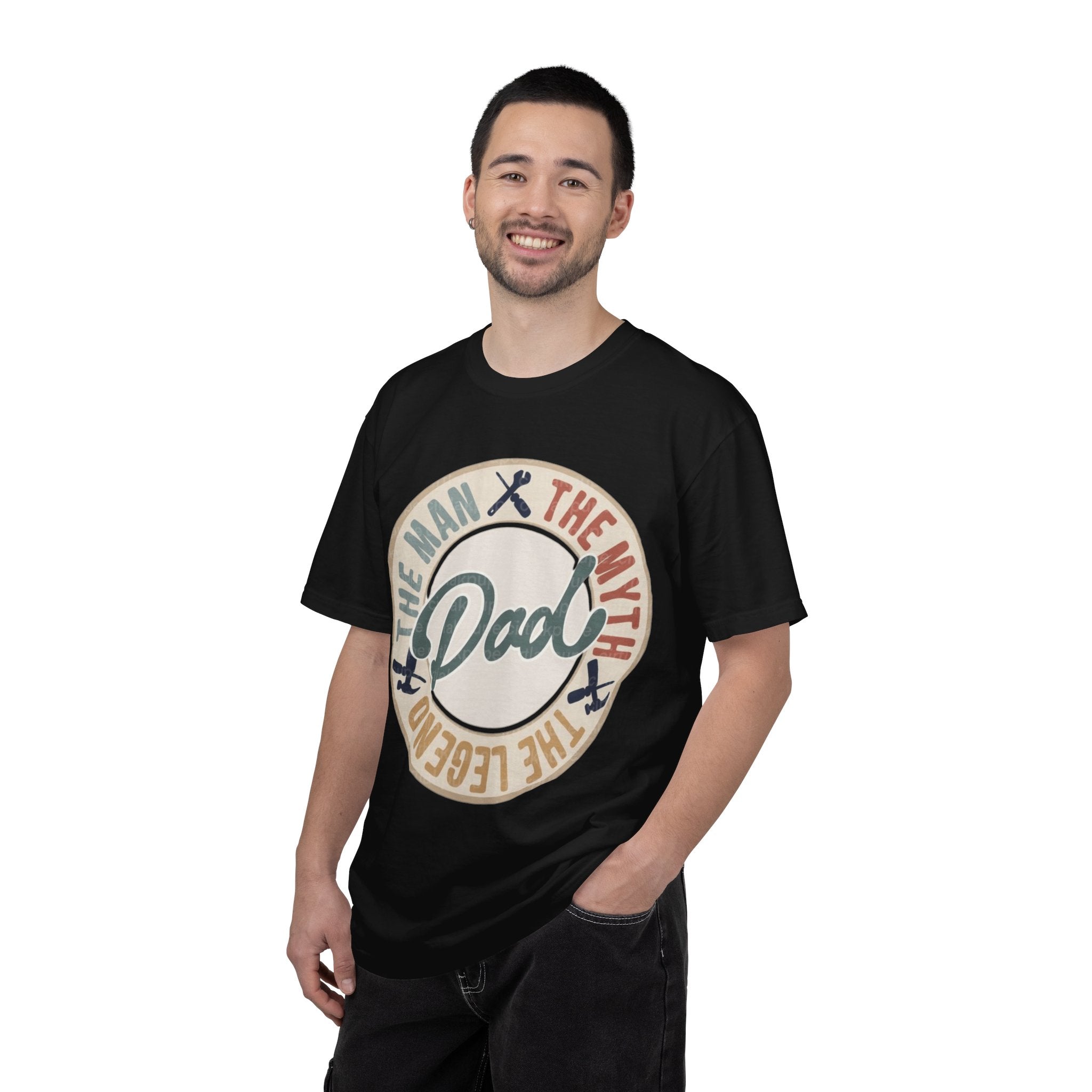 Dad Retro Badge T-Shirt — “Dad: The Man, The Myth, The Legend” Father’s Day Tee