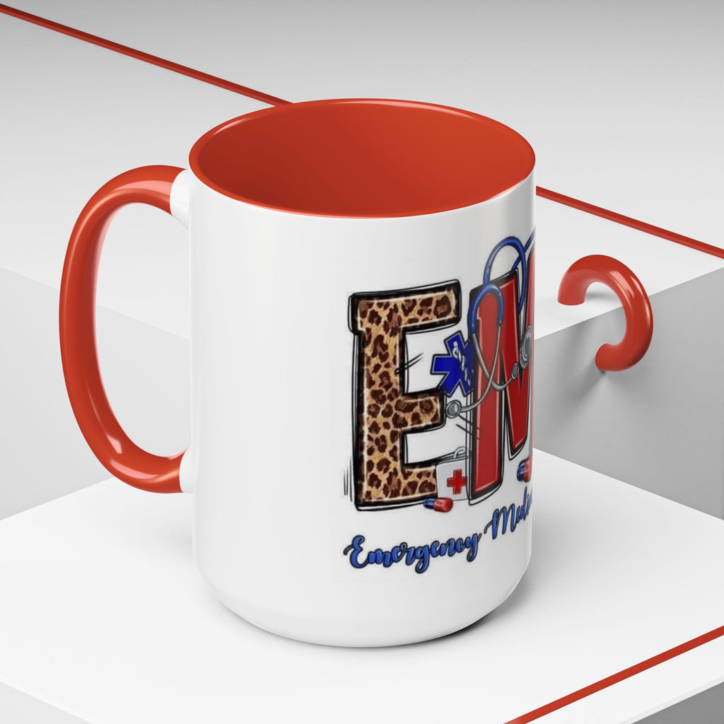EMT Coffee Mug — Emergency Medical Technician Ambulance Stethoscope Design (11/15oz) Medical Christmas Mug