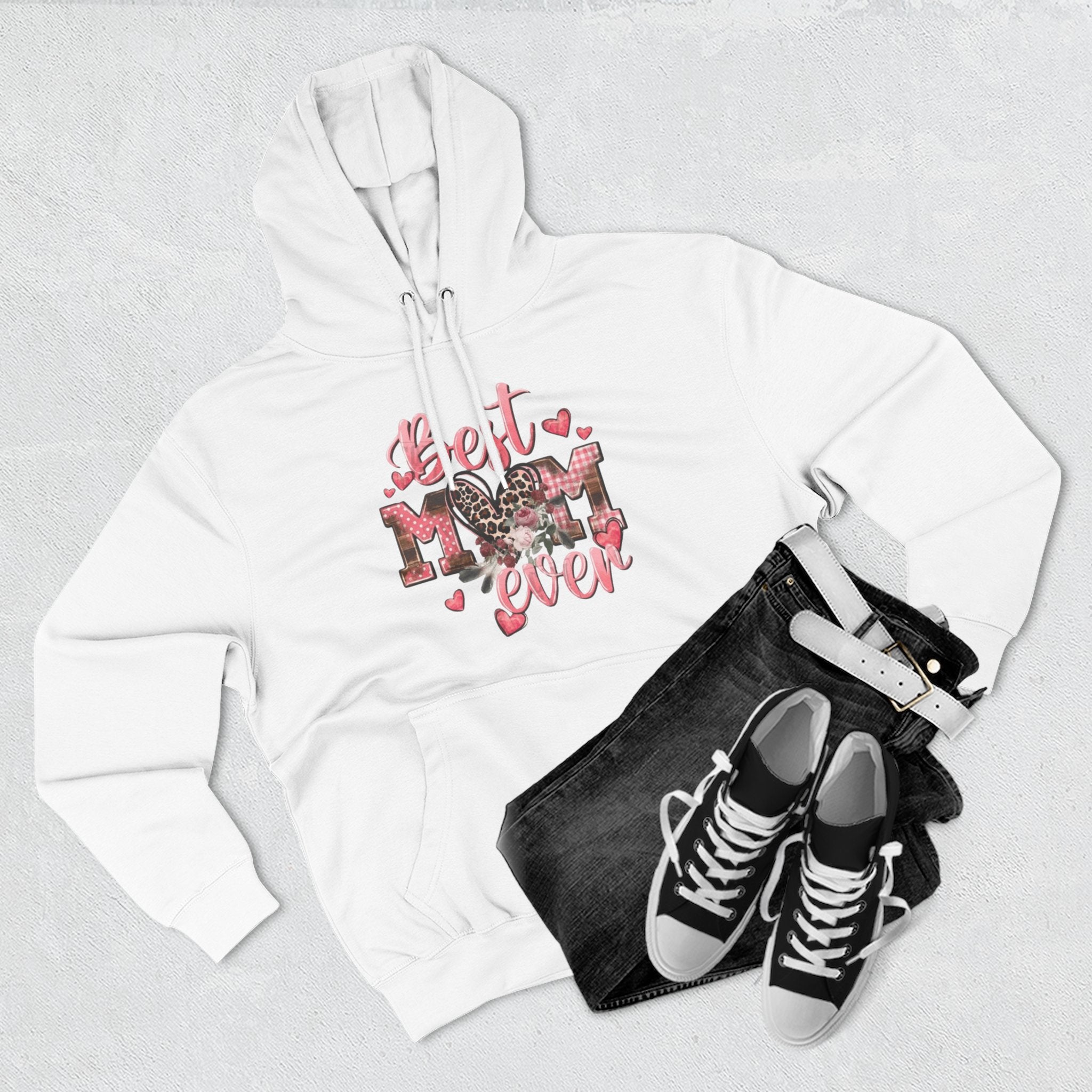 Best Mom Ever Hoodie  Leopard Heart Mother's Day Pullover