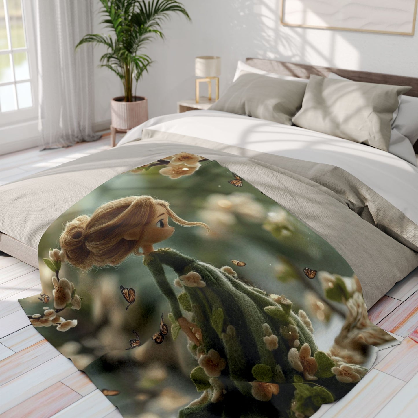 Floral Fairy Fleece Blanket — Cozy Spring Blossom Throw for Kids & Adults
