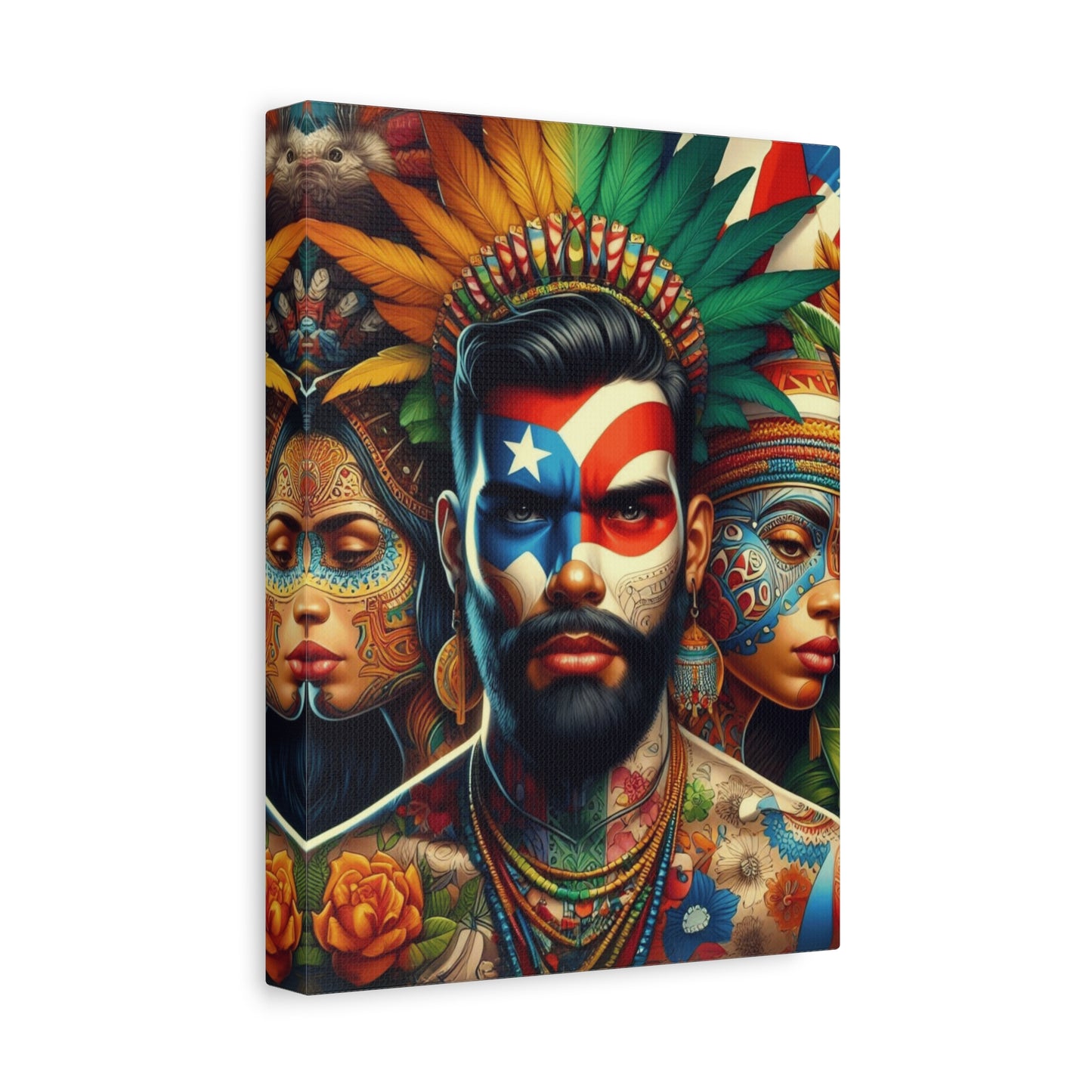 La Isla del Encanto Taíno Symbol Design Vibrant Cultural Art Canvas Print, Wall Decor, Home Decoration, Unique Artwork, Bohemian Style, Gift for Art Lovers