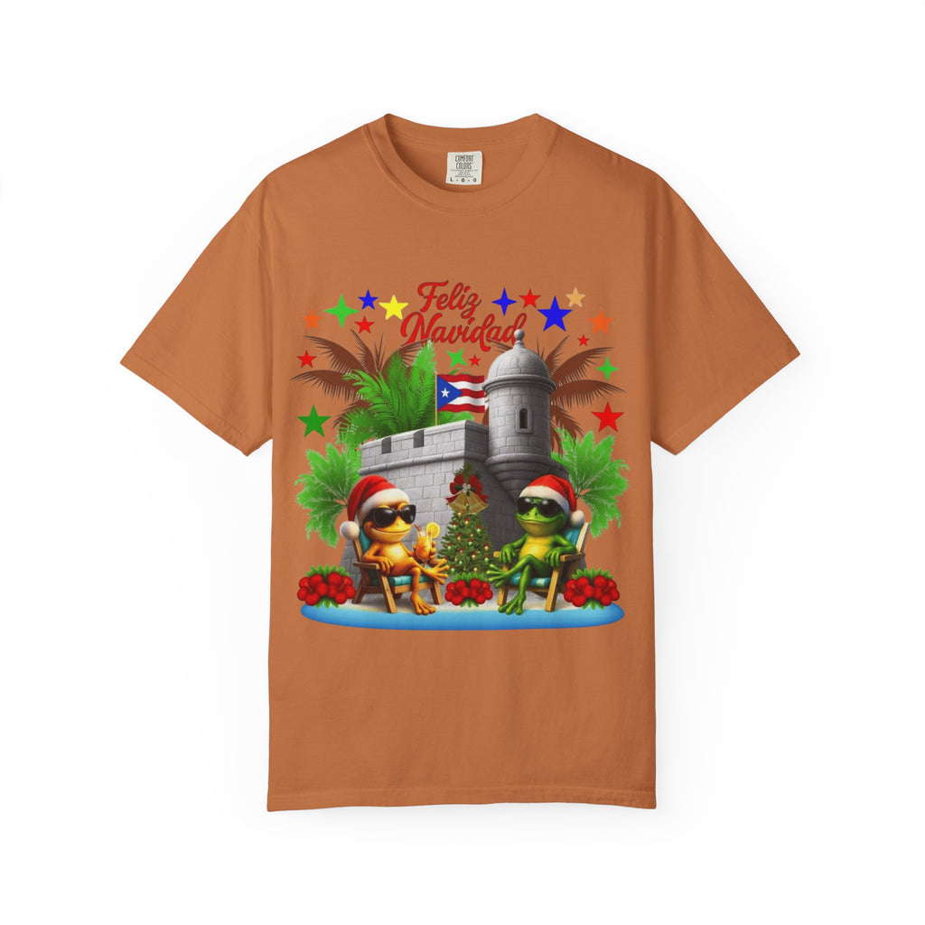Feliz Navidad Puerto Rico T-Shirt  Castillo & Coquí Holiday Tee Puerto Rico Navidades