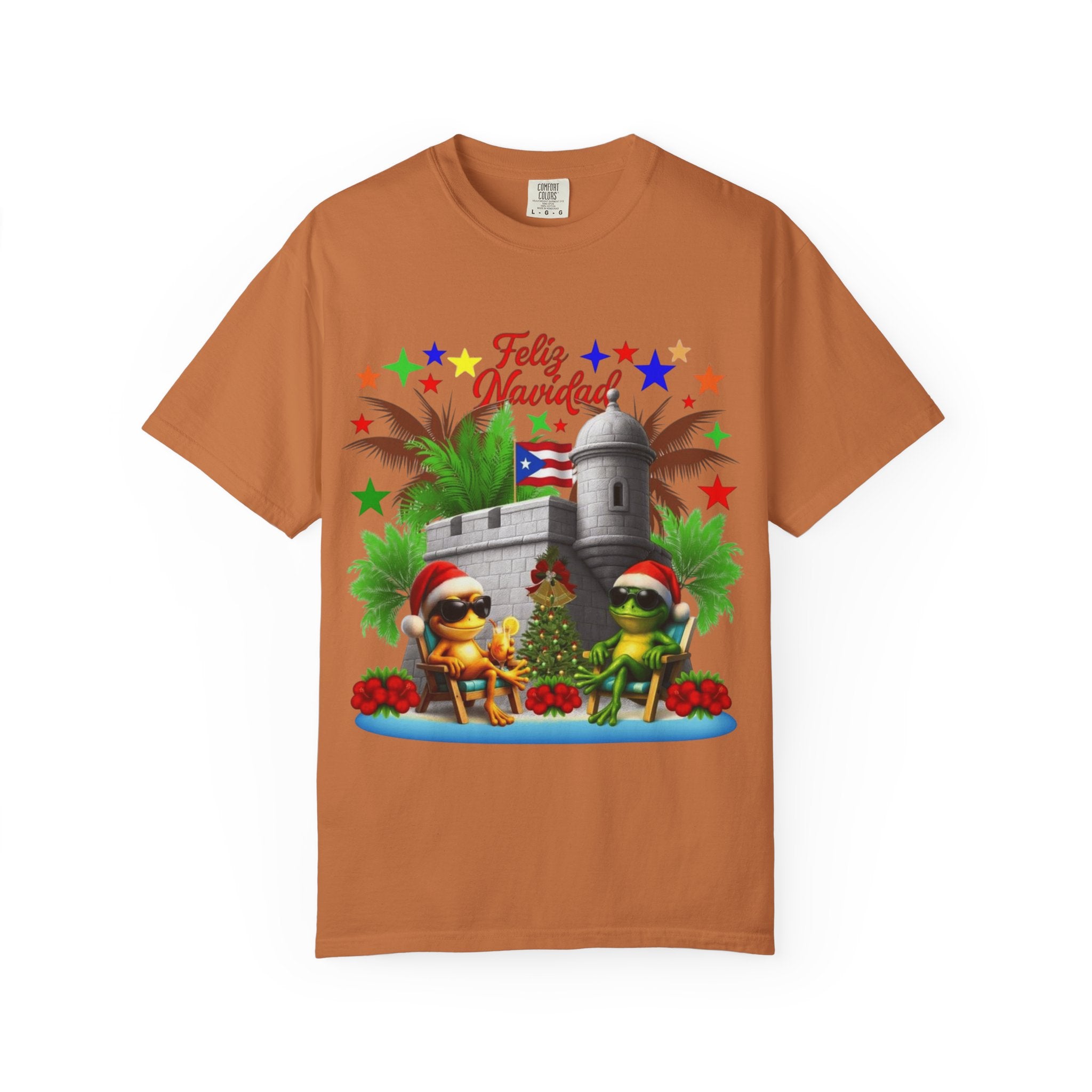 Feliz Navidad Puerto Rico T-Shirt  Castillo & Coquí Holiday Tee Puerto Rico Navidades