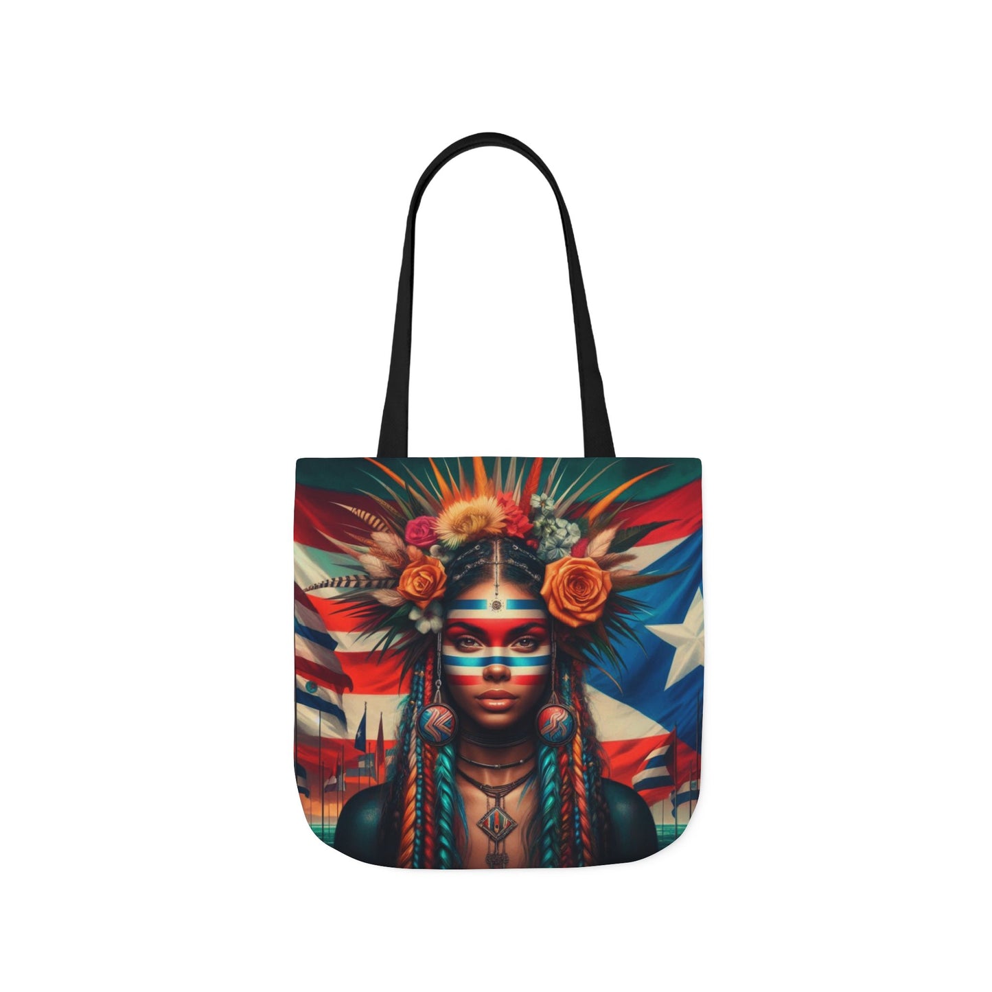 PUERTO RICO Canvas Tote Bag, 5-Color Straps
