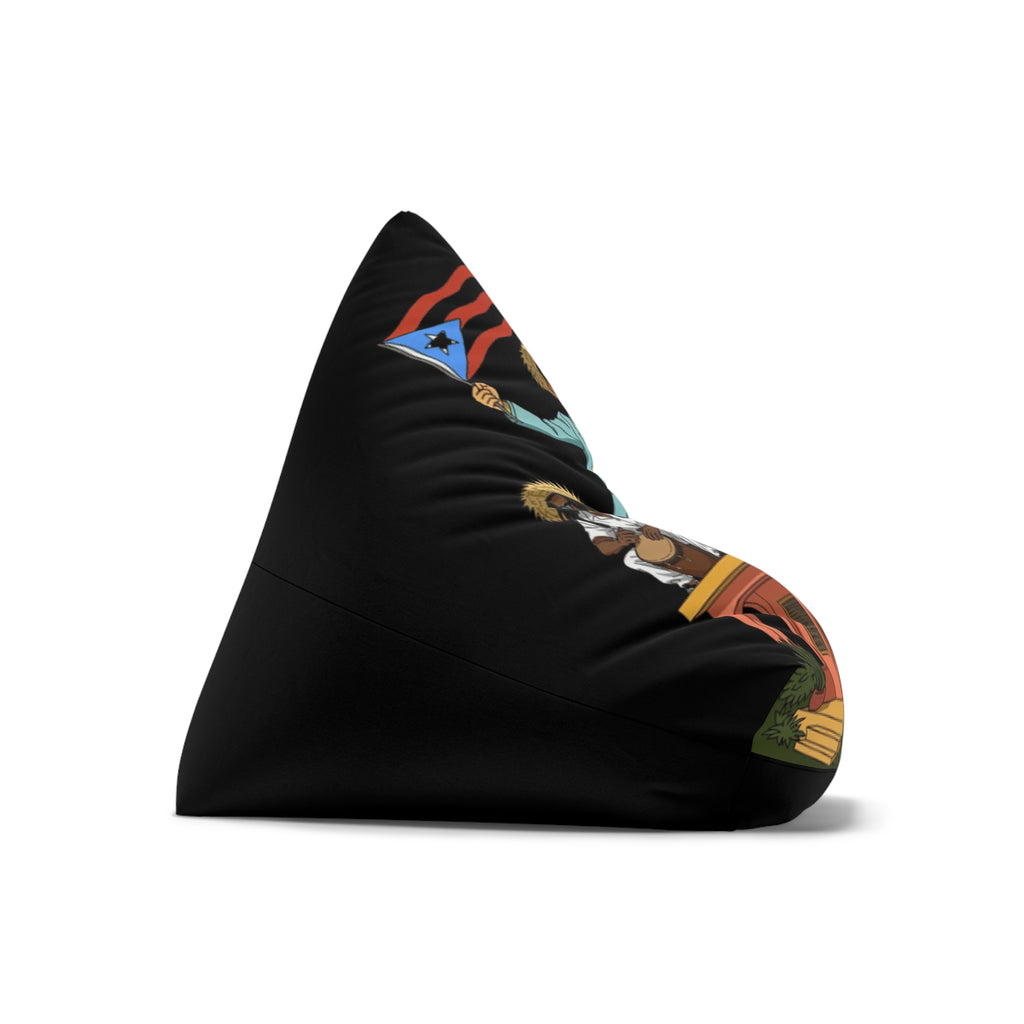 Puerto Rico Navidades Benito Bean Bag Chair Cover  Retro Camper Vibes Graphic (Man in Straw Hat, Palm Trees & Trailer)
