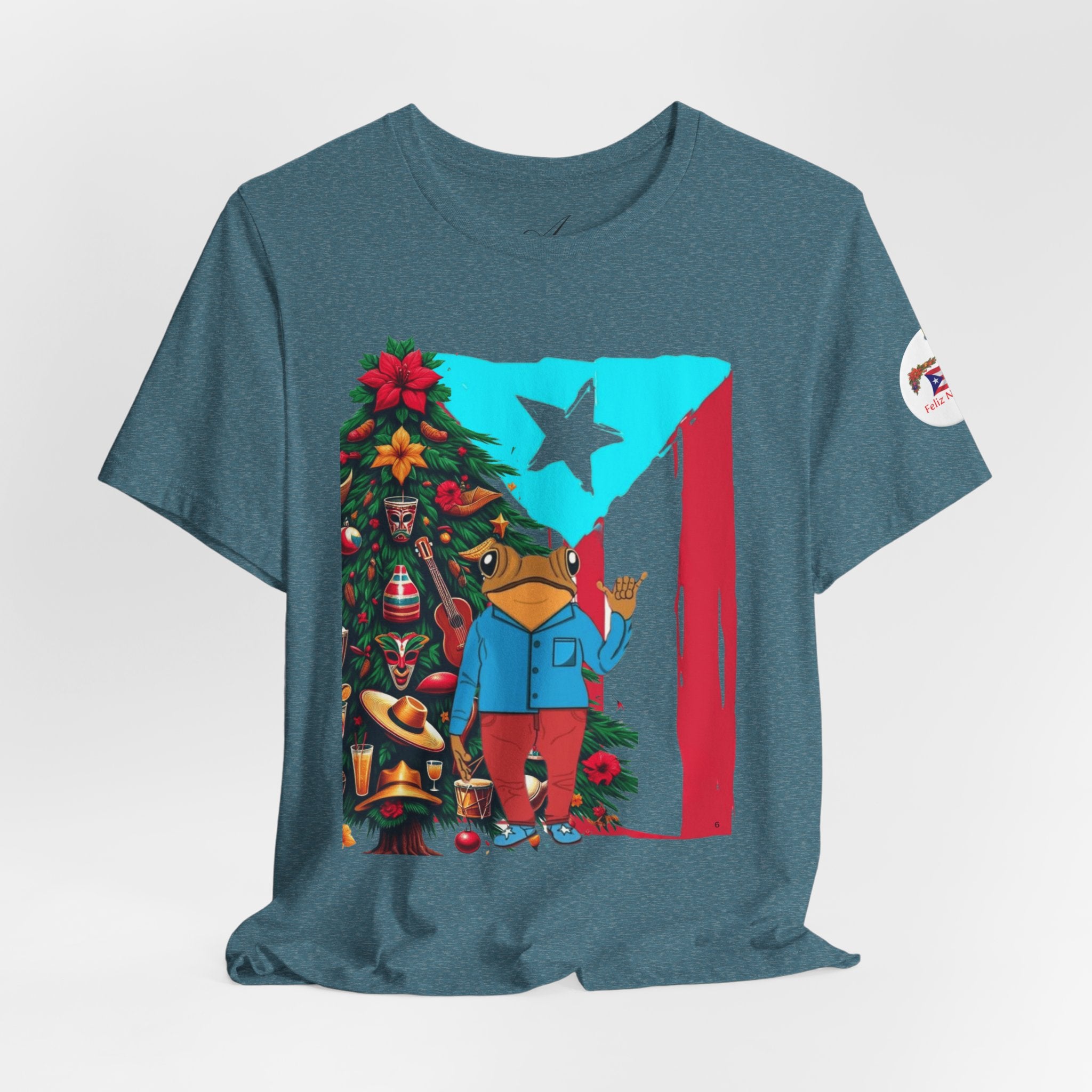 Puerto Rico Holiday T-Shirt  Coquí by Christmas Tree Graphic Puerto Rico’s Navidades
