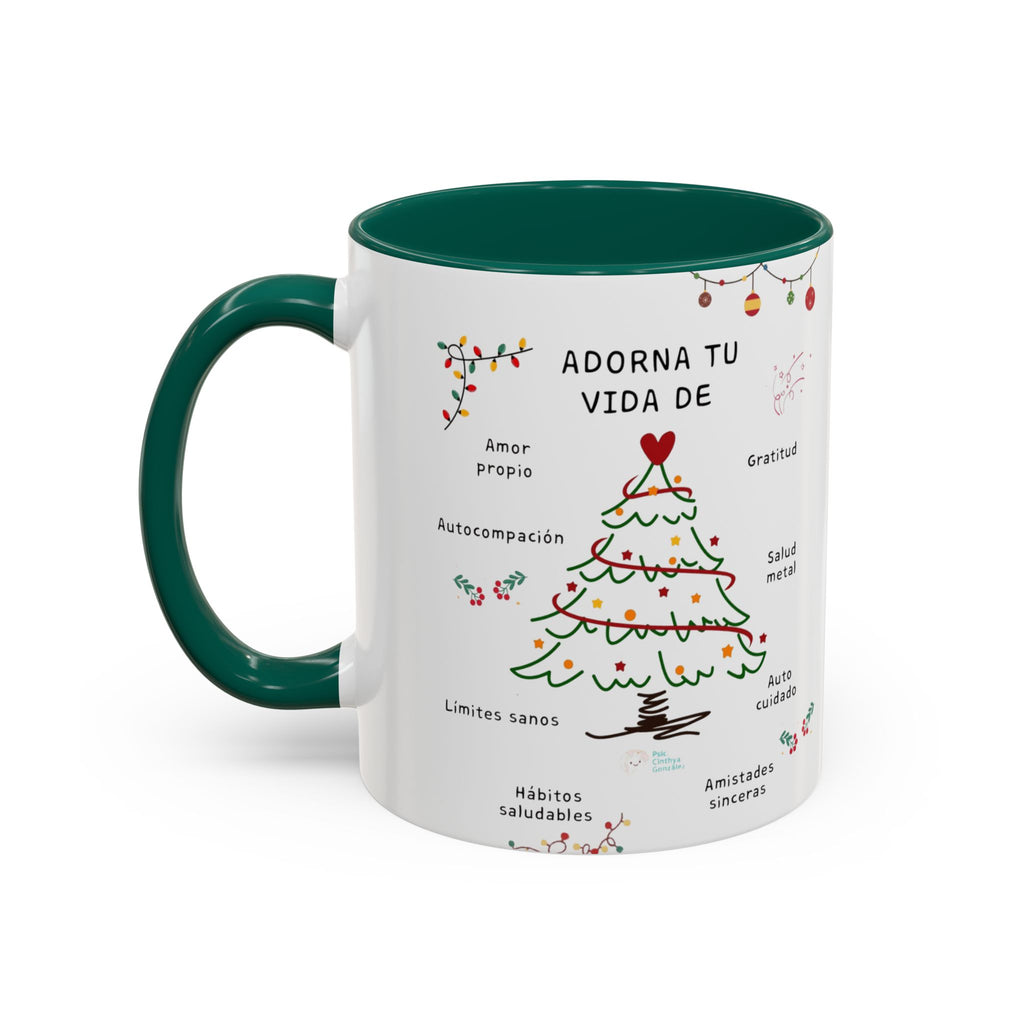 Mug — 'Adorna Tu Vida' Christmas Tree Spanish Holiday Coffee Mug (11oz/15oz)