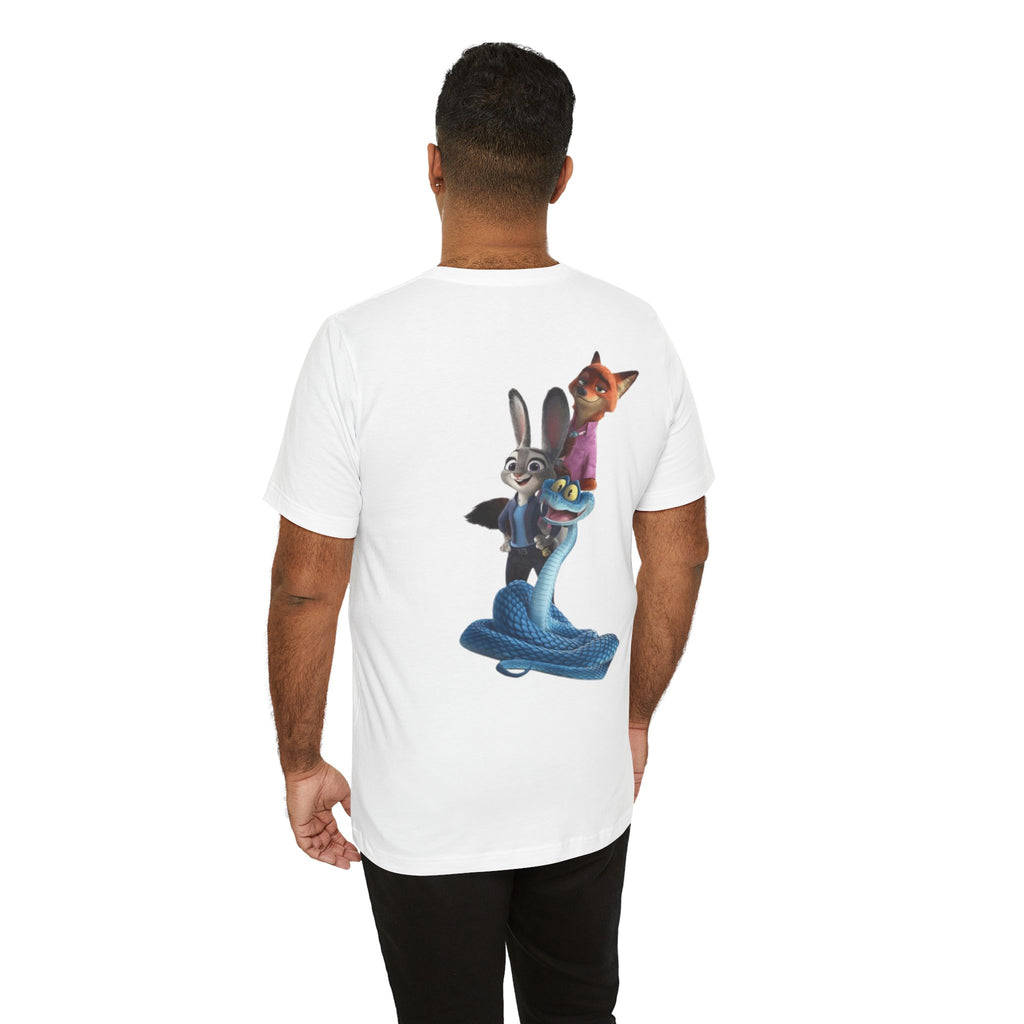 Animated Character Tee — Cute Fox & Bunny Stack Graphic T-Shirt  cartoon-style Christmas artwork