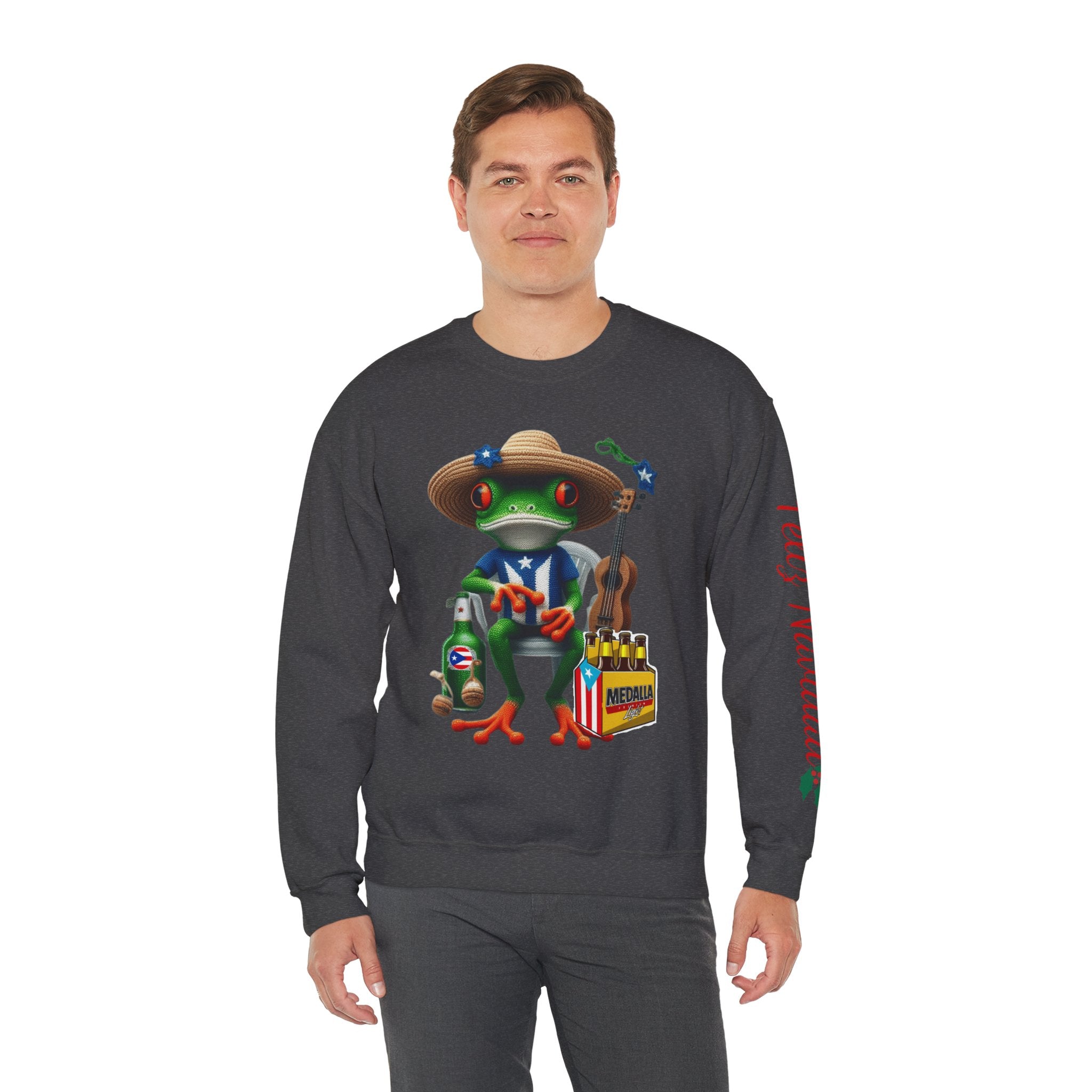 Frog Coqui Crewneck Sweatshirt – Coquito y Medalla Puerto Rican Vibes