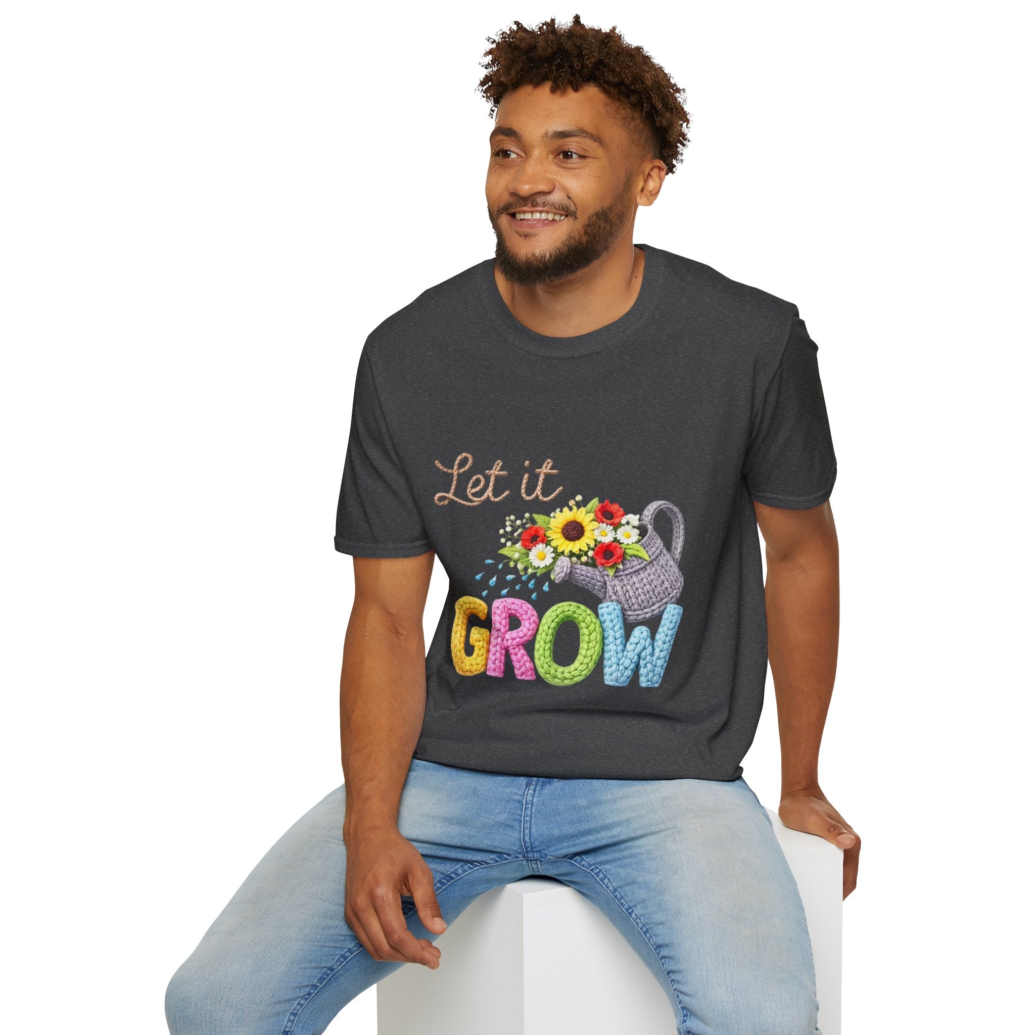 Let It Grow T-Shirt — Floral Watering Can Garden Tee