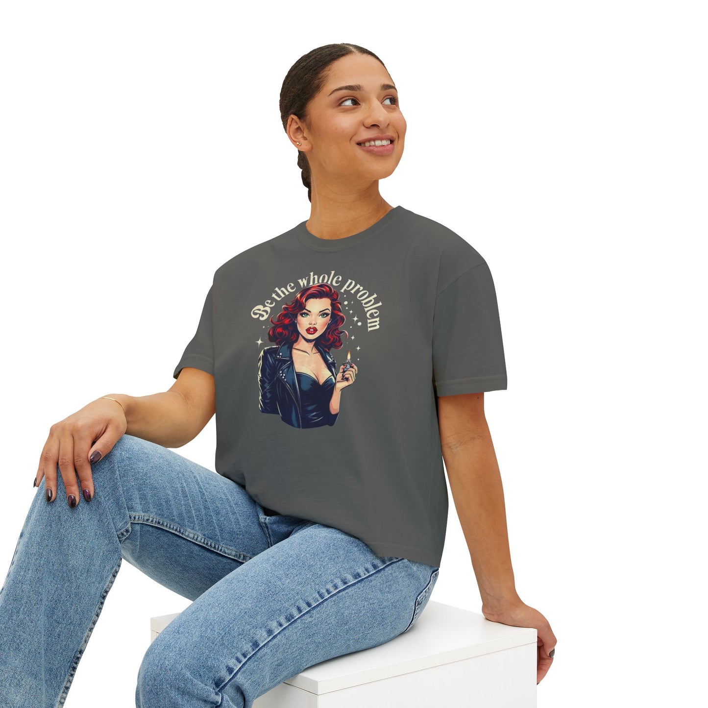 Edgy Vintage Women's Boxy Tee - Retro Graphic Tee, Casual Chic Top, Perfect Gift for Her, Streetwear Style, Iconic Vintage Fashion
