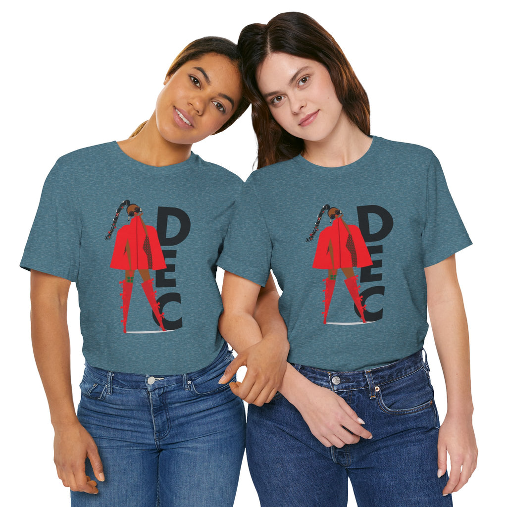 December Fashion Tee  Red Coat Model Graphic Shirt