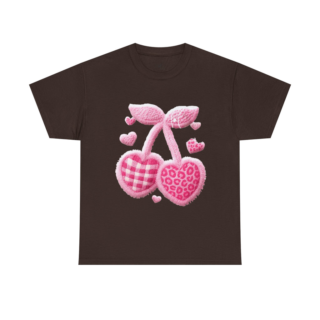 Pink Heart Cherries Tee  LOVE Graphic Valentine T-Shirt