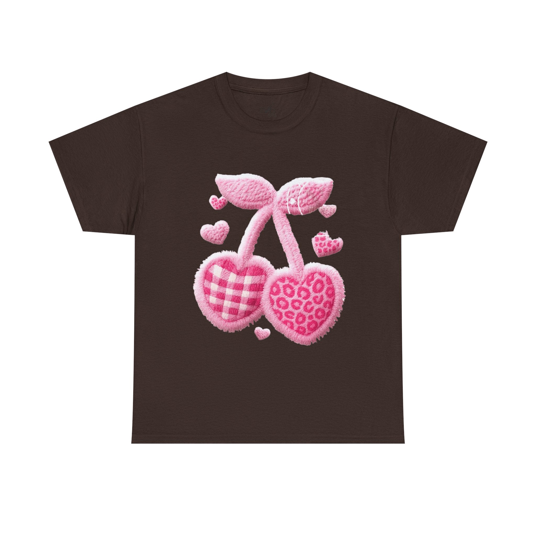 Pink Heart Cherries Tee  LOVE Graphic Valentine T-Shirt