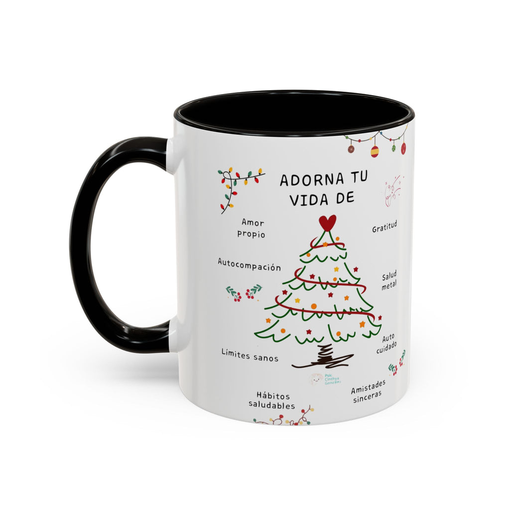 Mug — 'Adorna Tu Vida' Christmas Tree Spanish Holiday Coffee Mug (11oz/15oz)