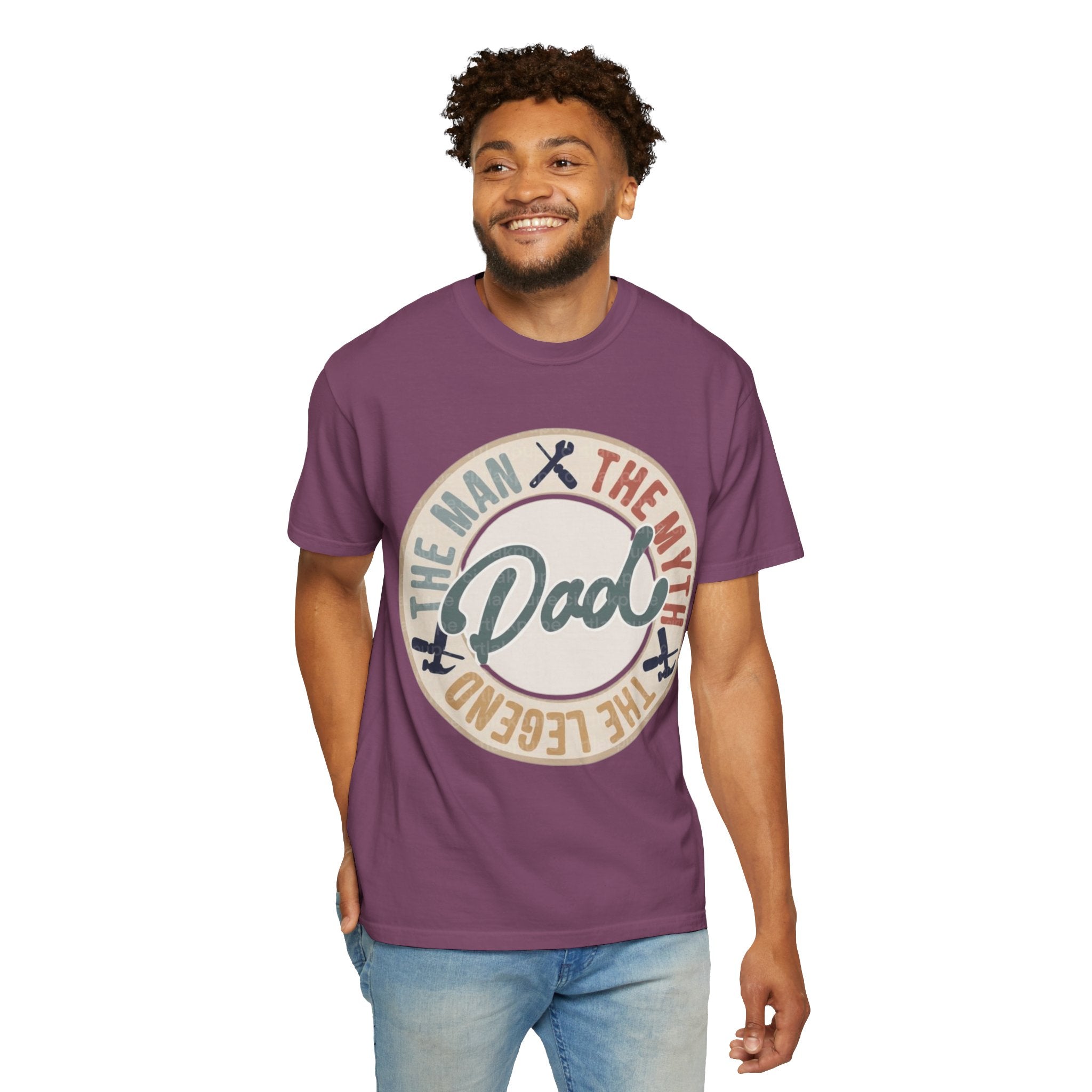 Dad Retro Badge T-Shirt — “Dad: The Man, The Myth, The Legend” Father’s Day Tee