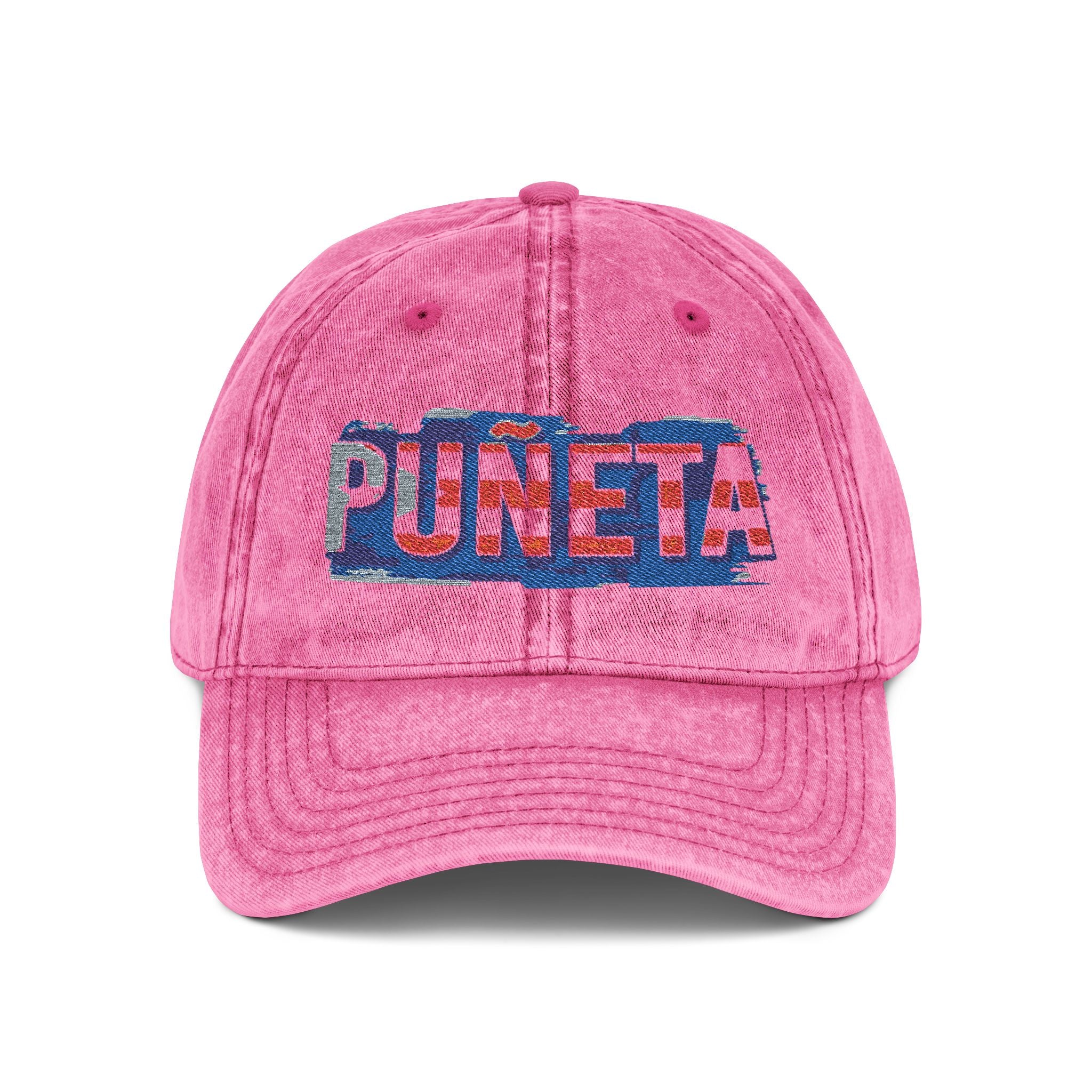 Puerto Rico Pride Knit Hat Vintage Embroidered Cap Puneta Red Hat for Casual Style