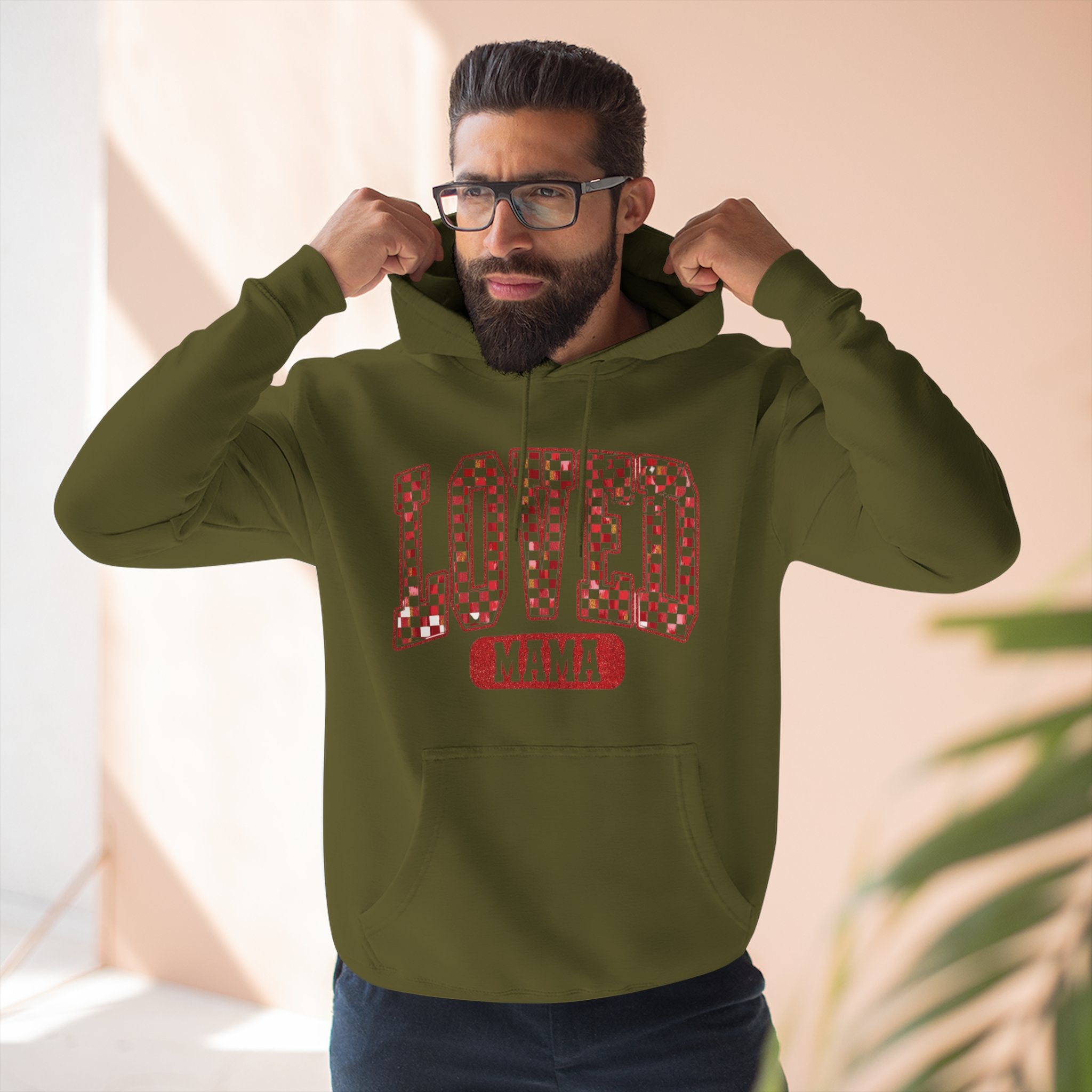 Hoodie  Loved Mama Checkerboard Graphic Hoodie