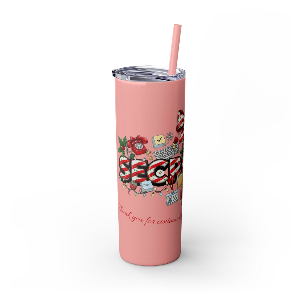 Christmas mug for the office team who keeps everything running smoothly. Candy Cane Christmas Office Secret Santa Design, 20oz with Straw