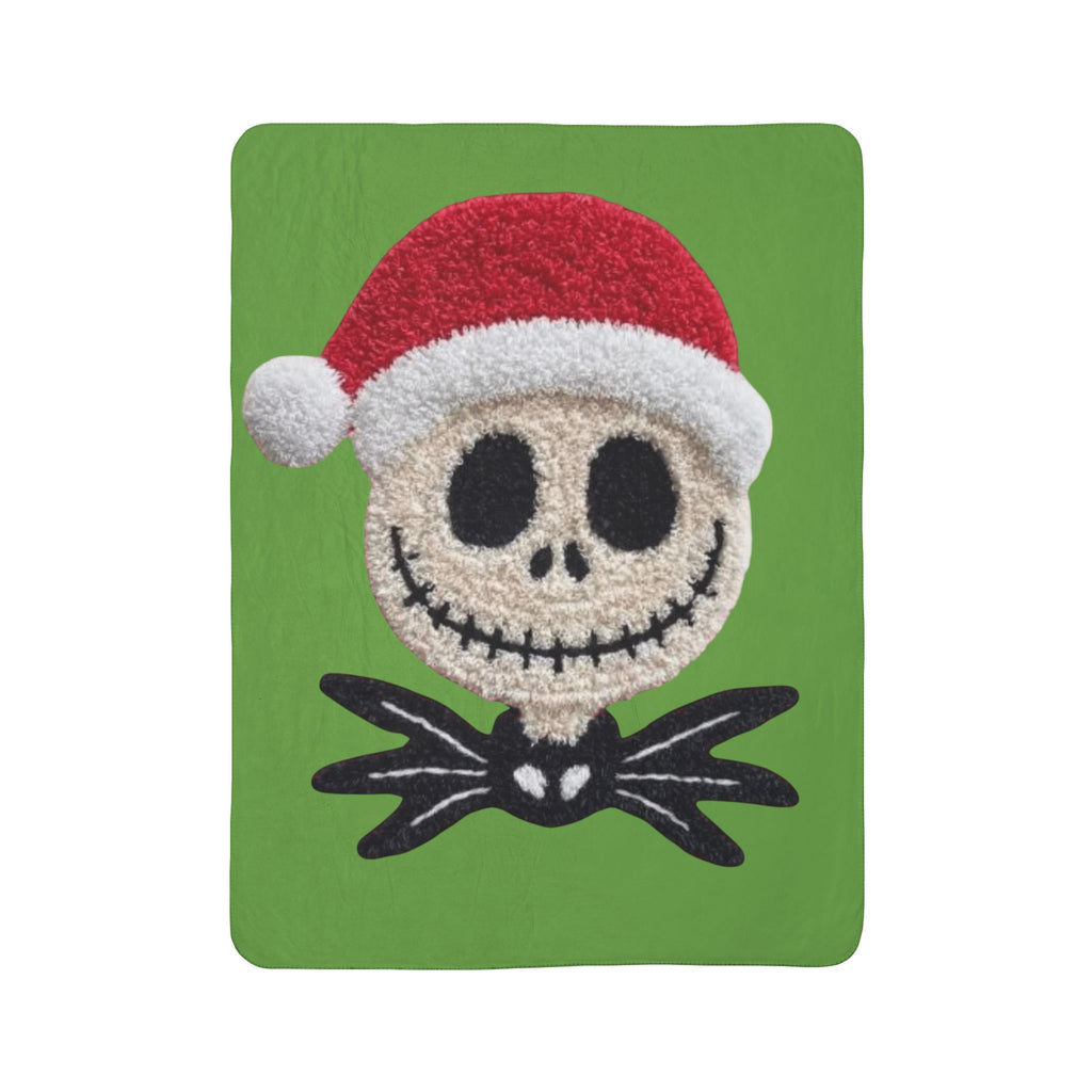 Magical Christmas Cartoon Blanket Christmas Skull Sherpa Blanket  Santa Hat Jack Skellington Holiday Throw