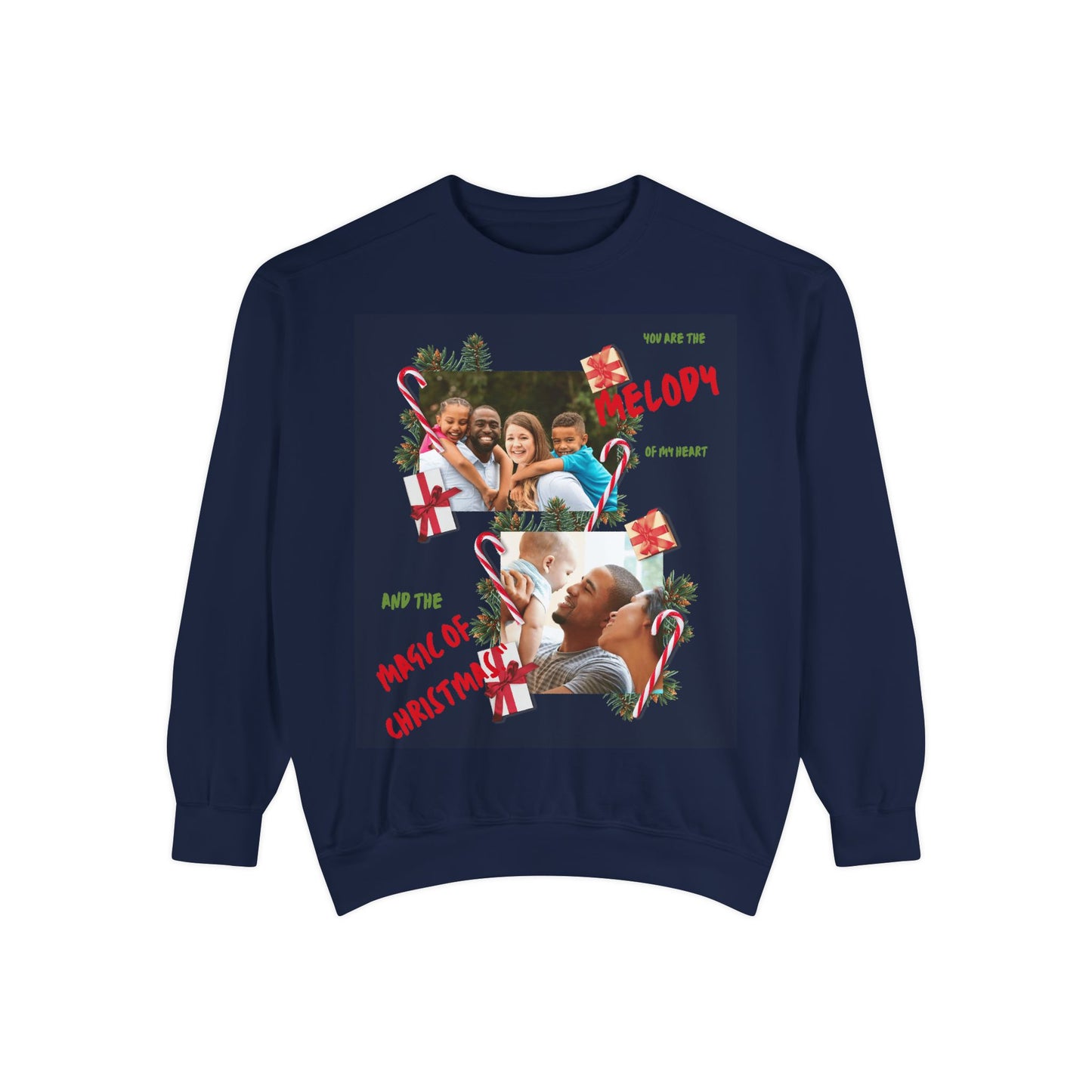 Personalized Christmas Photo Sweatshirt – “You Are the Melody” Holiday Crewneck