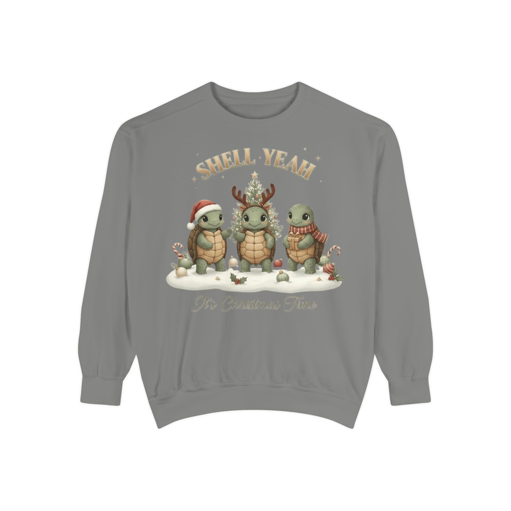 Christmas Turtle Sweatshirt  "Shell Yeah, It’s Christmas Time" Holiday Pullover