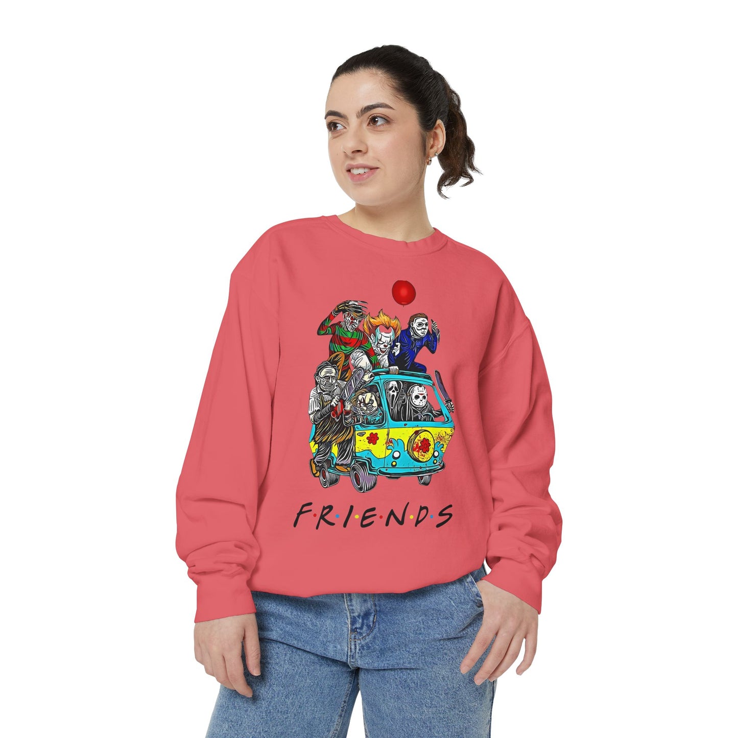 Friends-Inspired Unisex Garment-Dyed Sweatshirt, Cozy Casual Wear, Unique Graphic Sweatshirt, Perfect Gift, Everyday Style