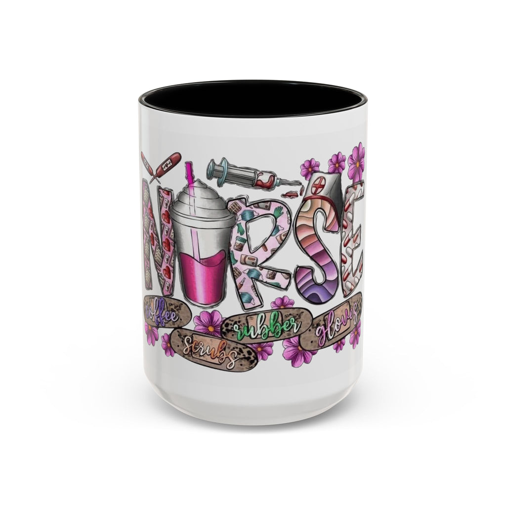 Nurse Love Coffee Mug  Cute Floral Medical Stethoscope & Syringe Design (11/15oz) Medical Christmas Mug