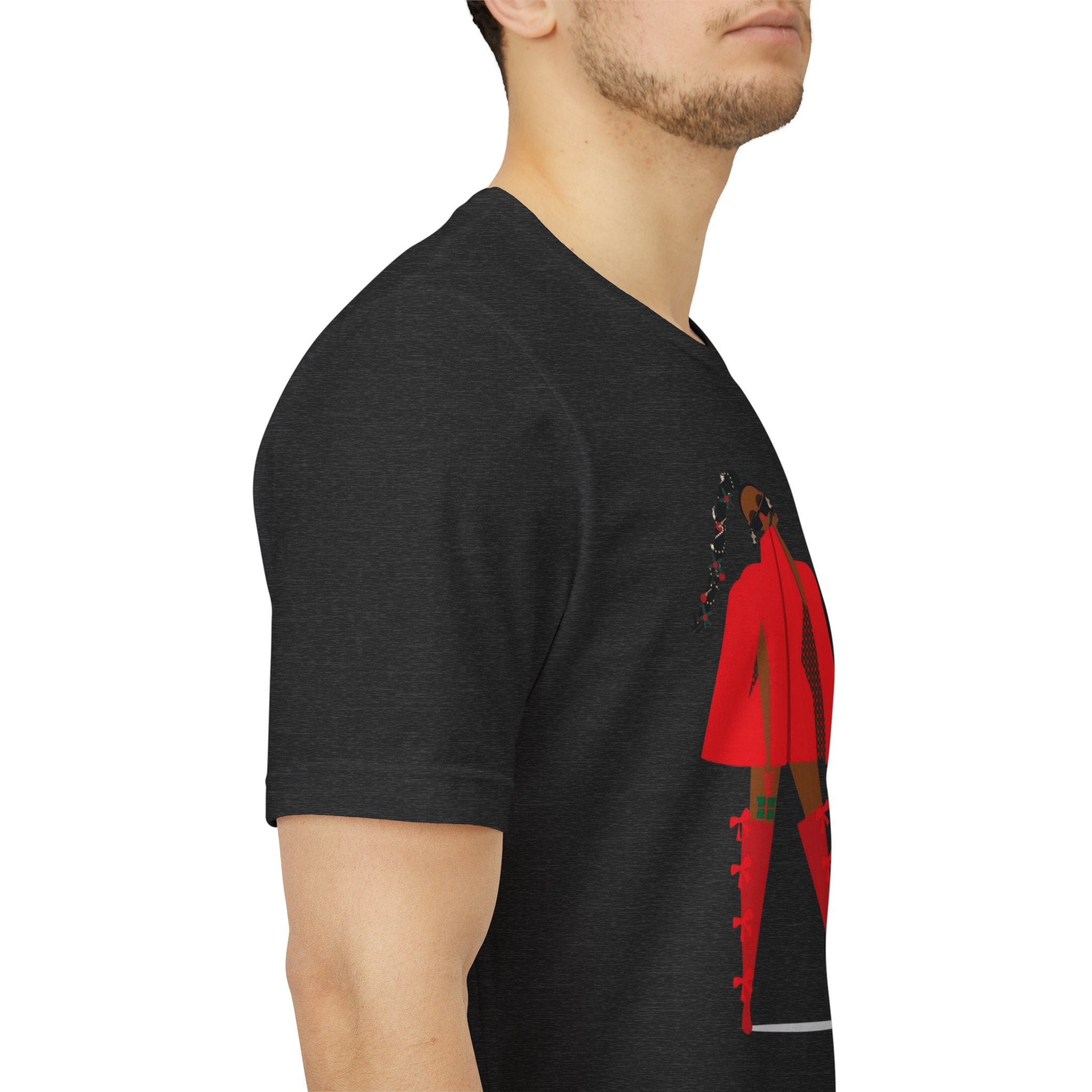 December Fashion Tee  Red Coat Model Graphic Shirt